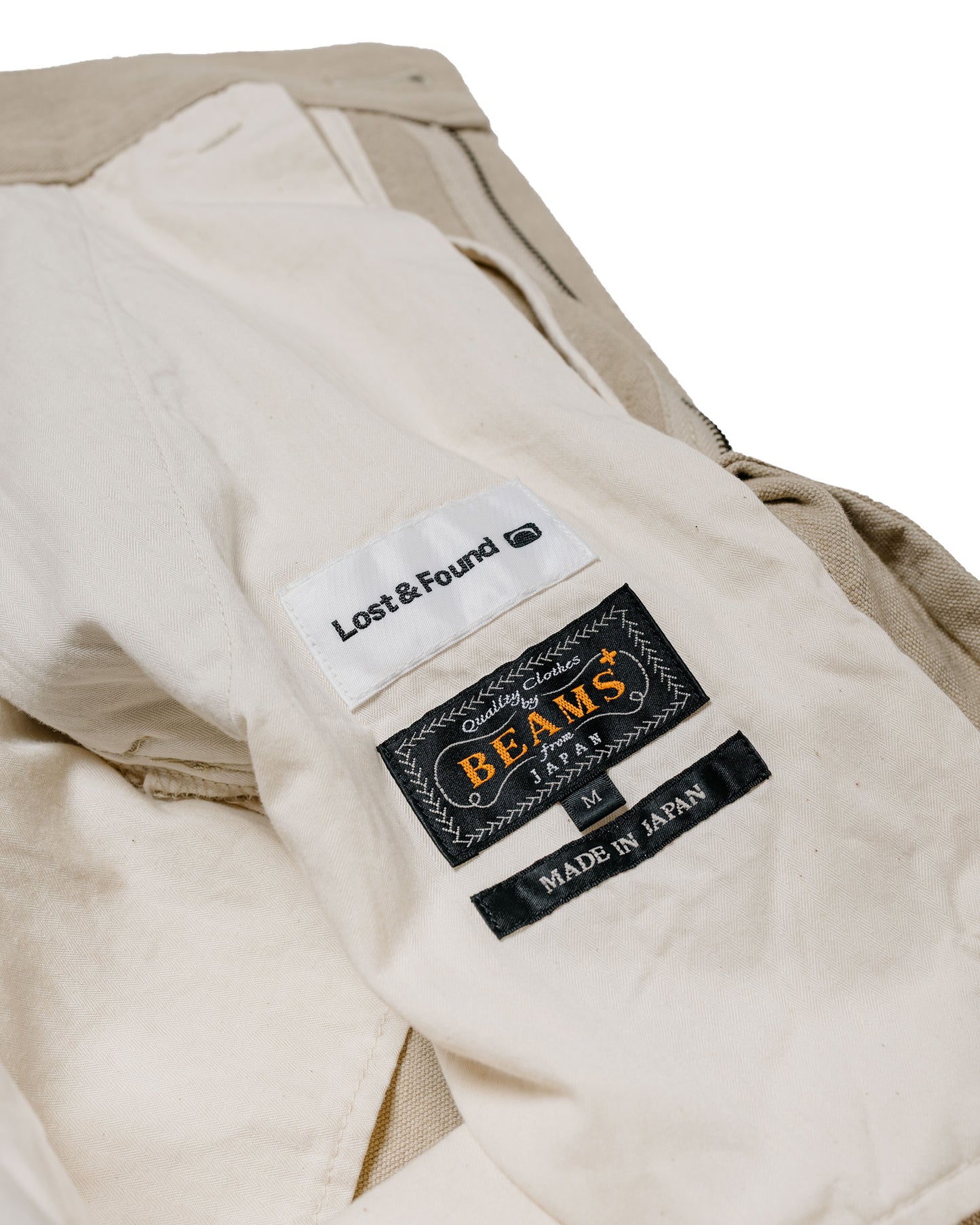 Beams Plus Lost & Found 2Pleats Trousers Cotton Linen Khaki