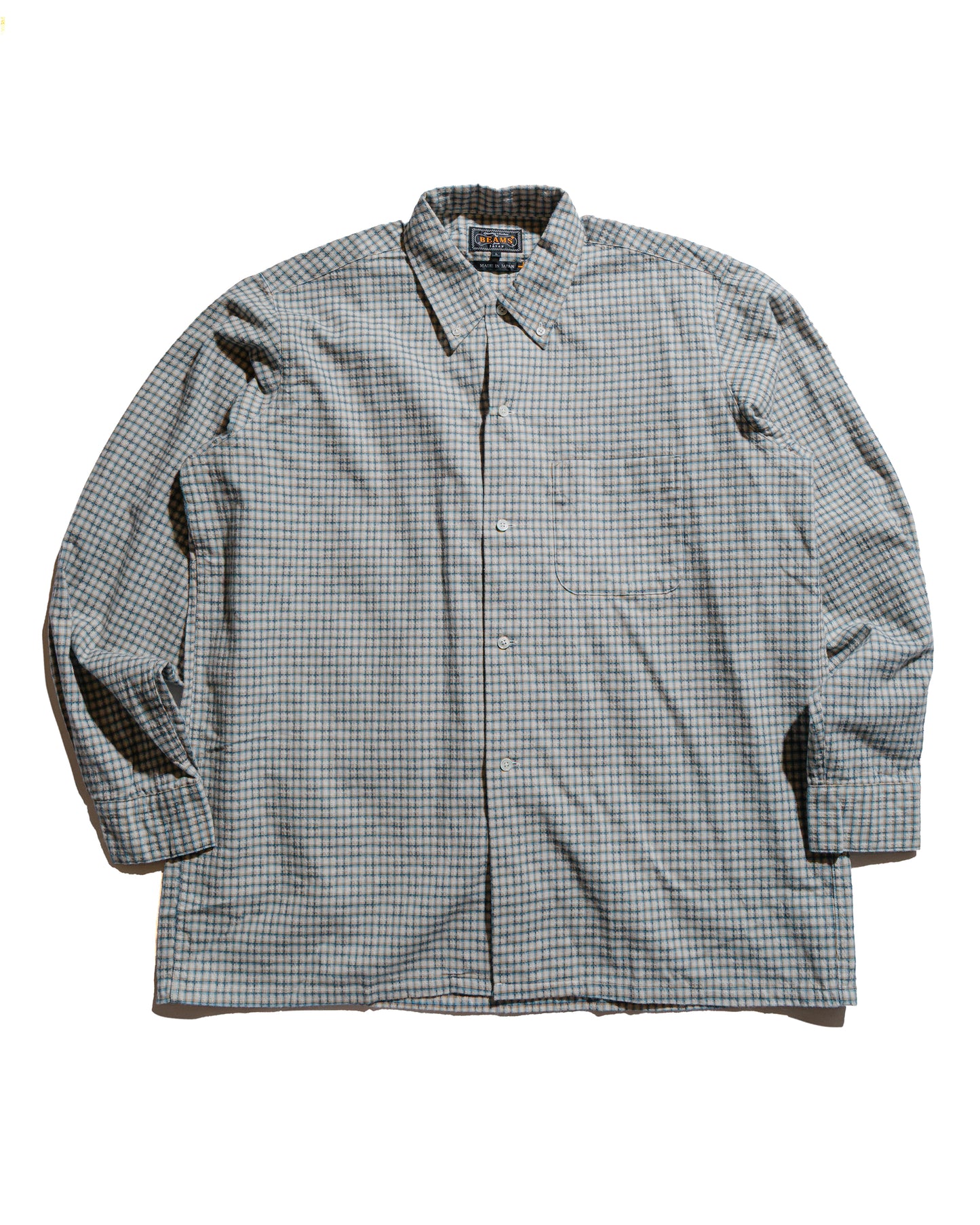 Beams Plus Open B.D. Dobby Plaid White