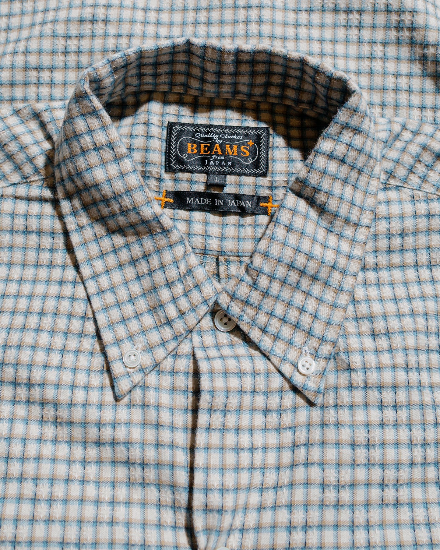 Beams Plus Open B.D. Dobby Plaid White