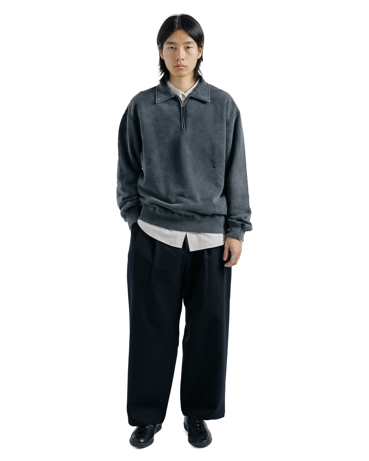 Ernie Palo Product Dyed Half Zip Sweat Black