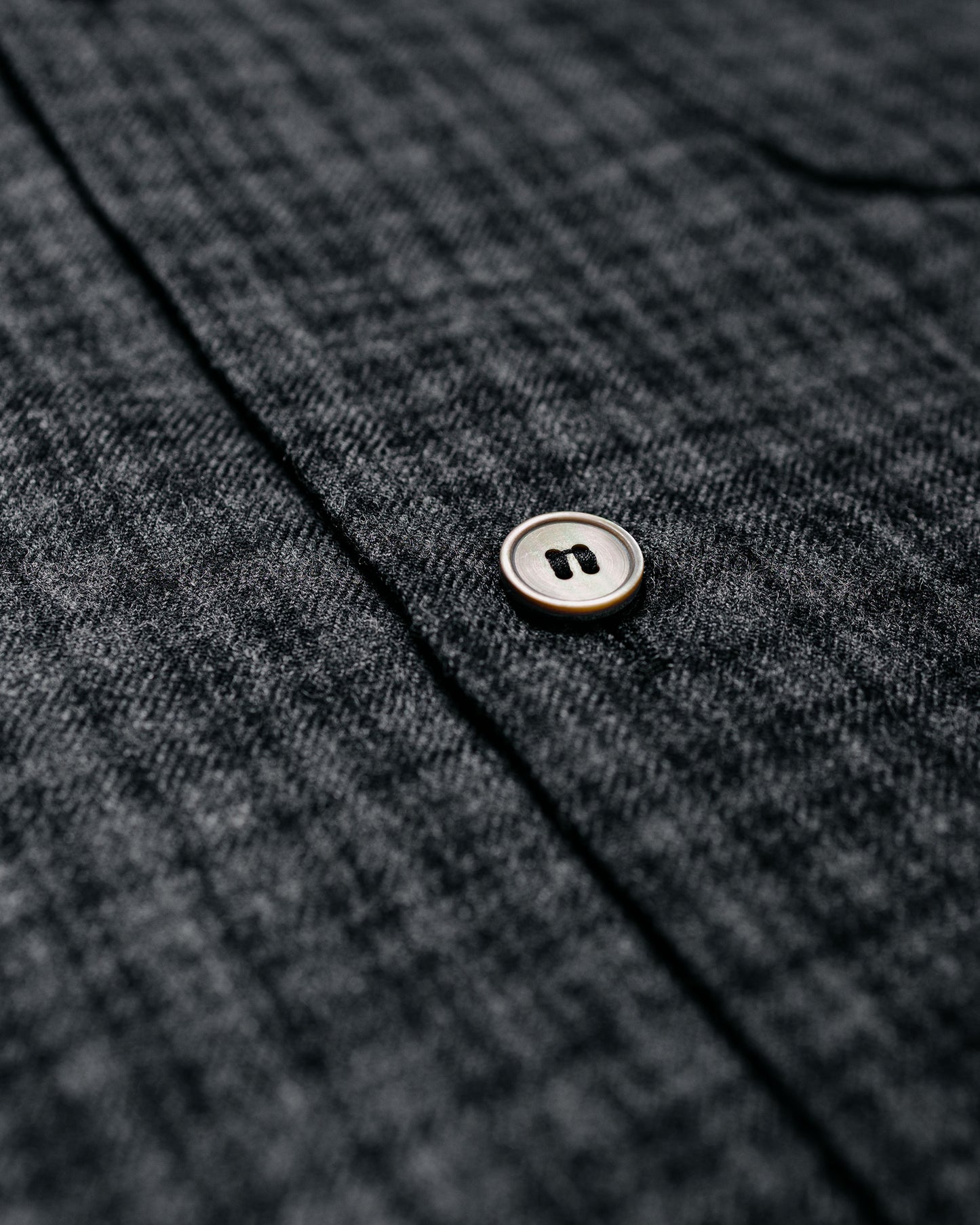 KAPTAIN SUNSHINE Wool Plaid Open Collar Shirt Charcoal