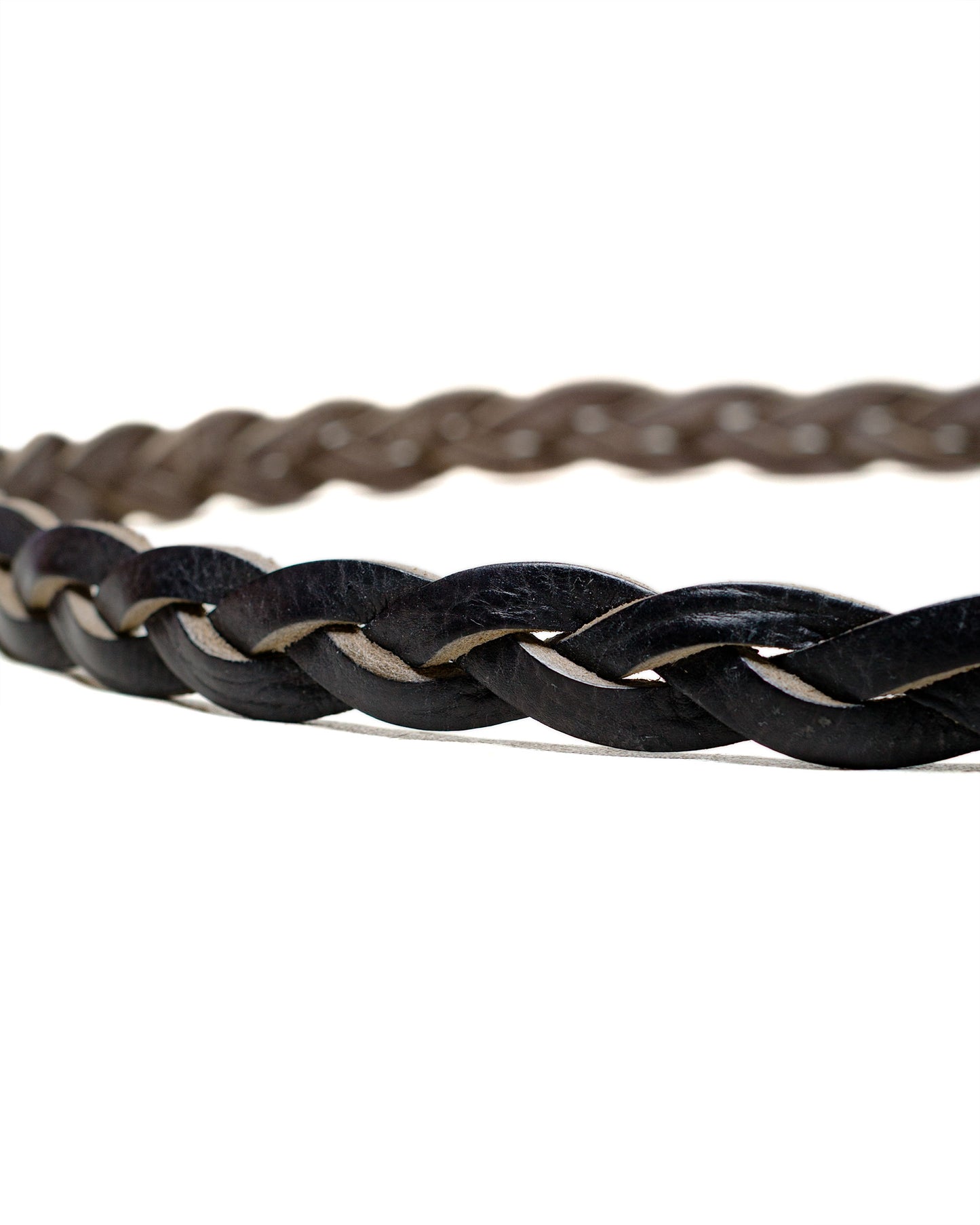 Our Legacy 2CM Braided Belt Soft Coal Torn Bovine