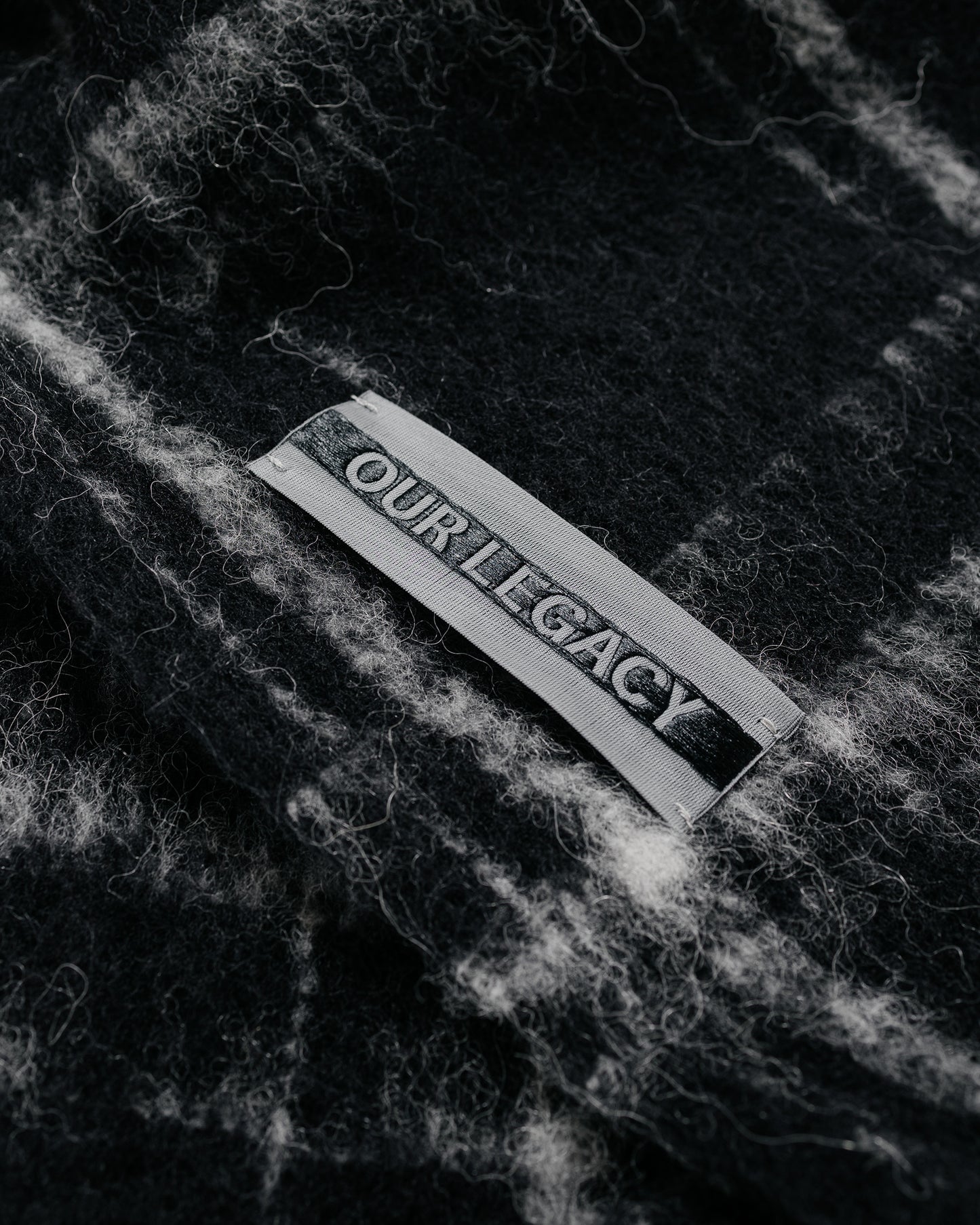 Our Legacy Estate Scarf Black Fuzzy Alpaca Check