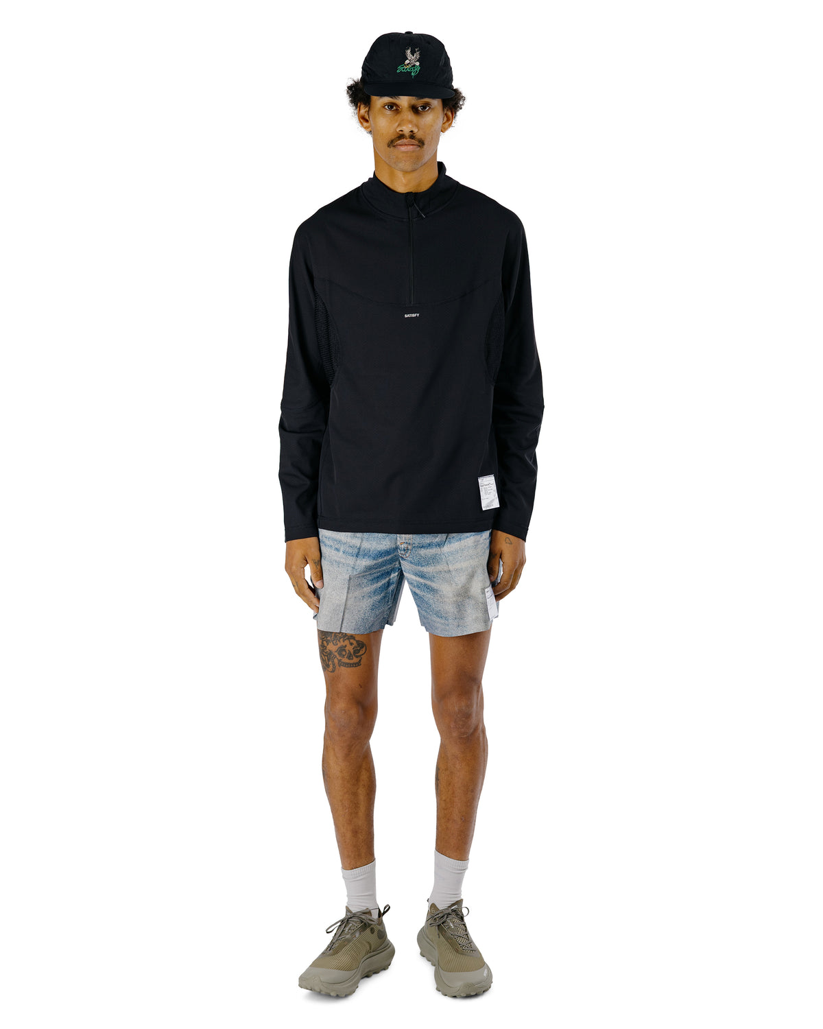 SATISFY FuzzFleece Octa Half-Zip Long Tee Black SA