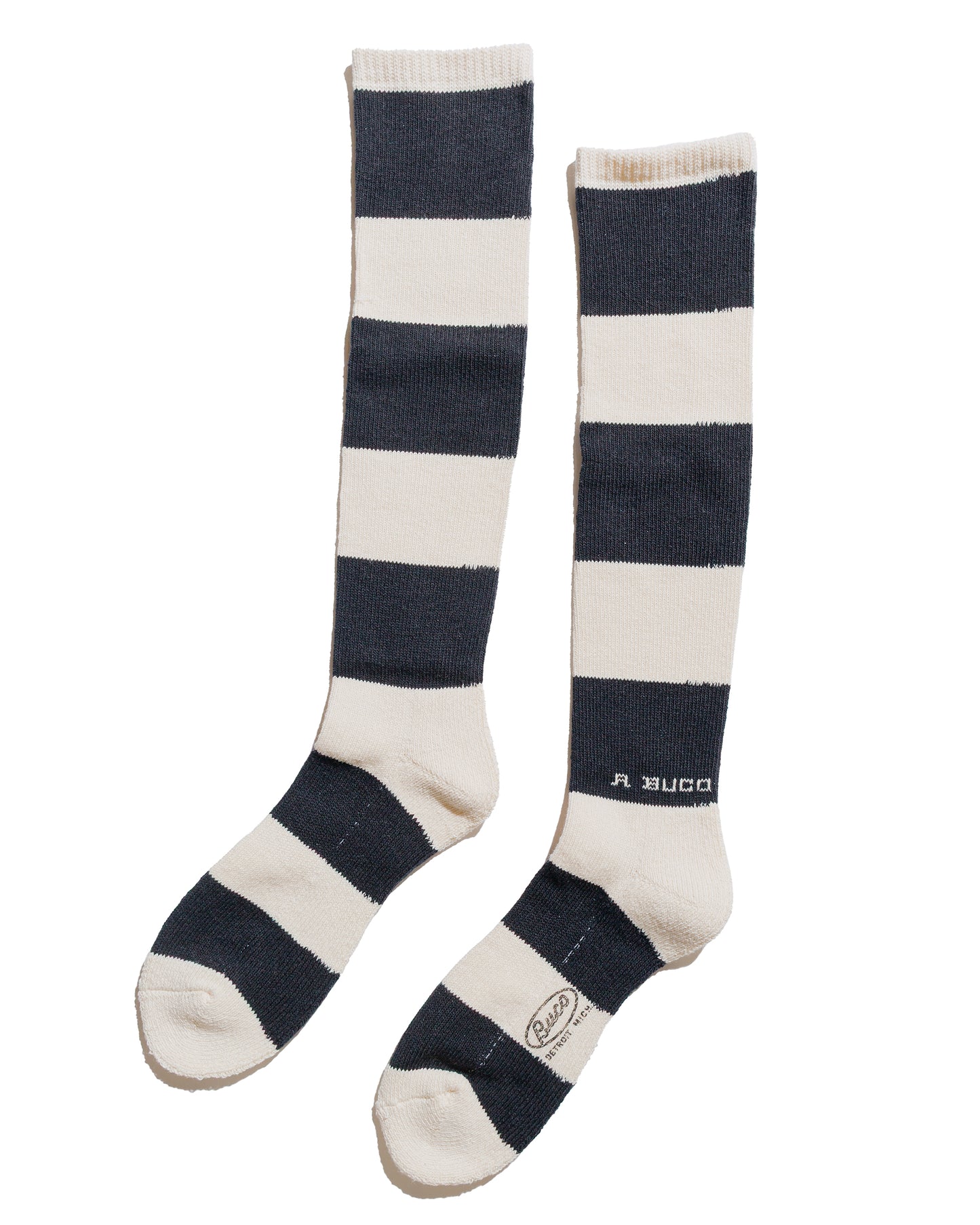 lost & found The Real McCoy's The Real McCoy's BA23105 Buco Striped Action Socks White/Black