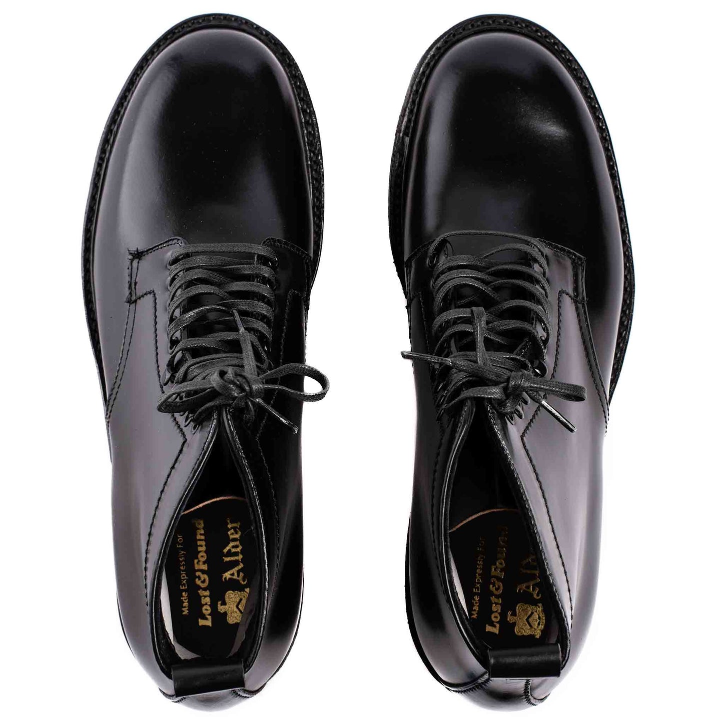 lost & found Alden Alden Black Cordovan Plain Toe Boot with Crepe Sole