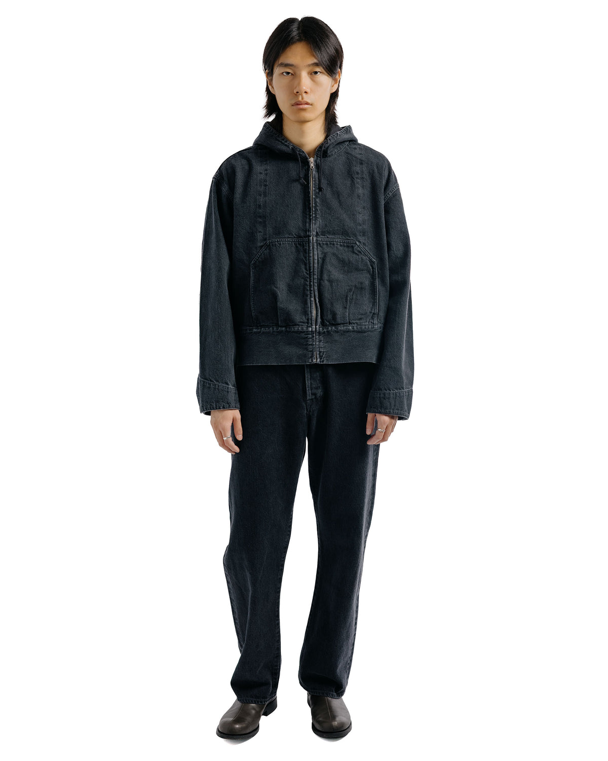 lost & found Phigvel Phigvel Lady White Co. Hooded Denim Blouson Faded Black Hand Fade