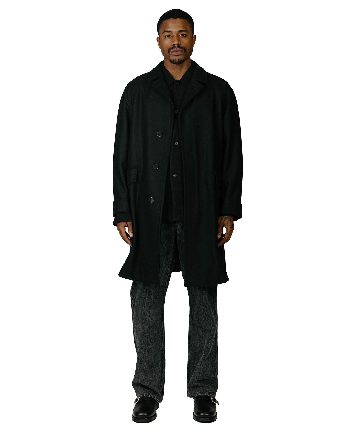 lost & found Cohérence Cohérence Corb Melton Jersey Over Coat Black
