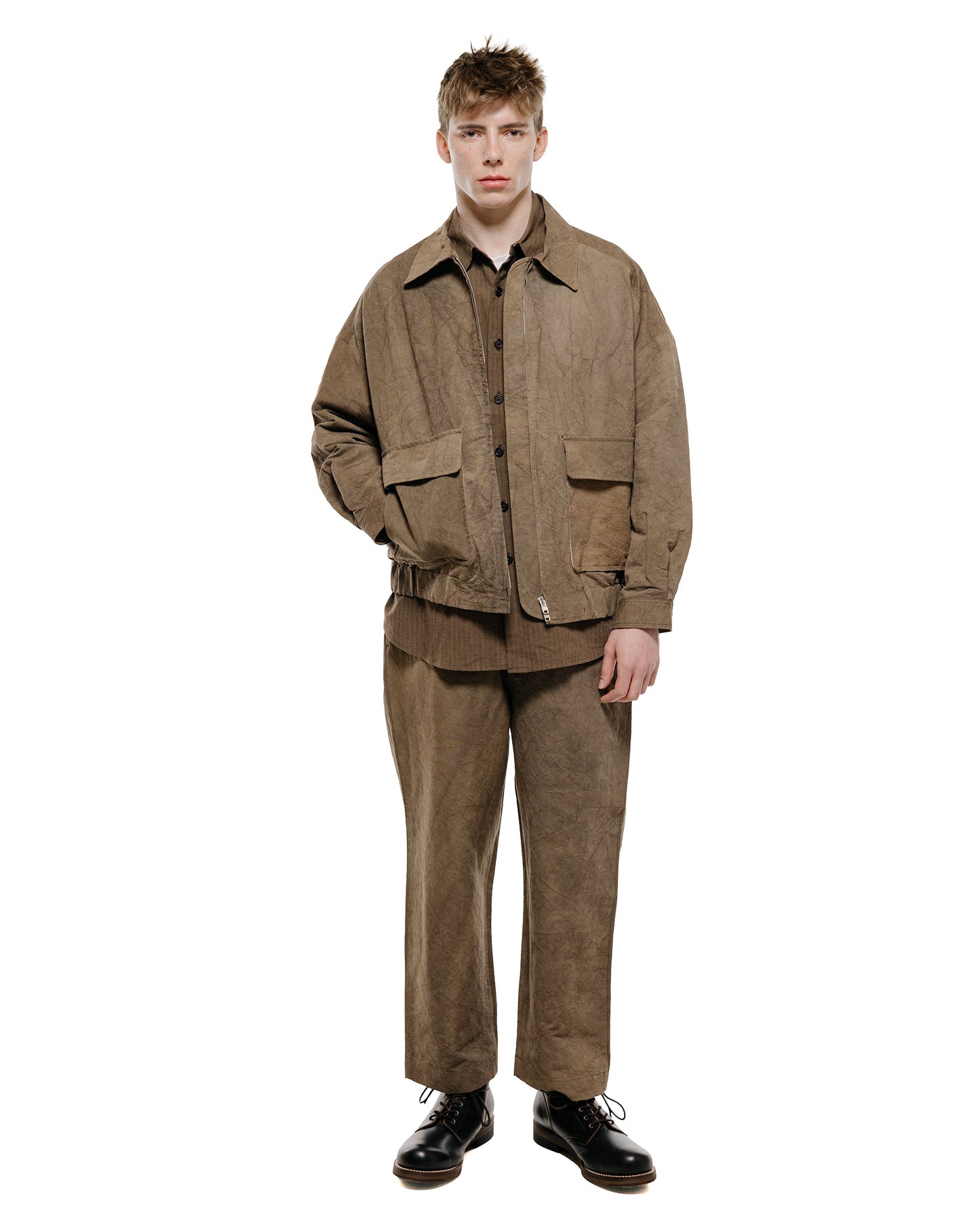 lost & found evan kinori evan kinori Zip Jacket Two Natural Dye Twill Brown Persimmon/Iron Dye