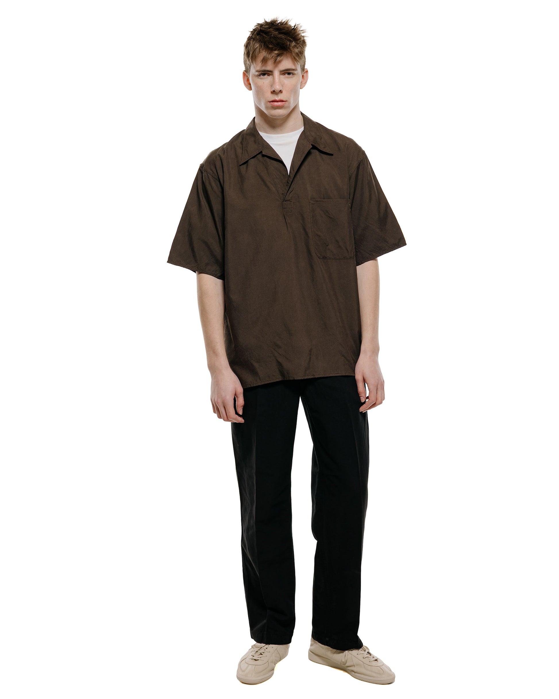 lost & found KAPTAIN SUNSHINE KAPTAIN SUNSHINE Silk Pullover SS Shirt Espresso