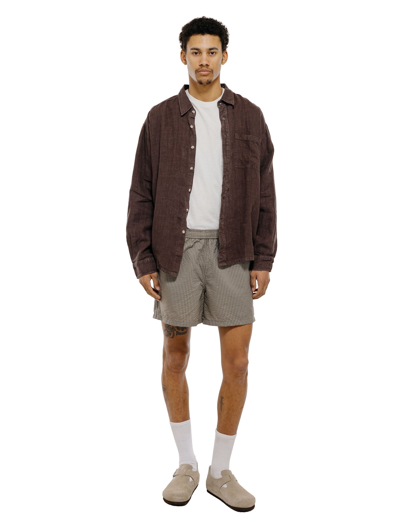 lost & found Bather Bather Espresso Linen Leisure Shirt