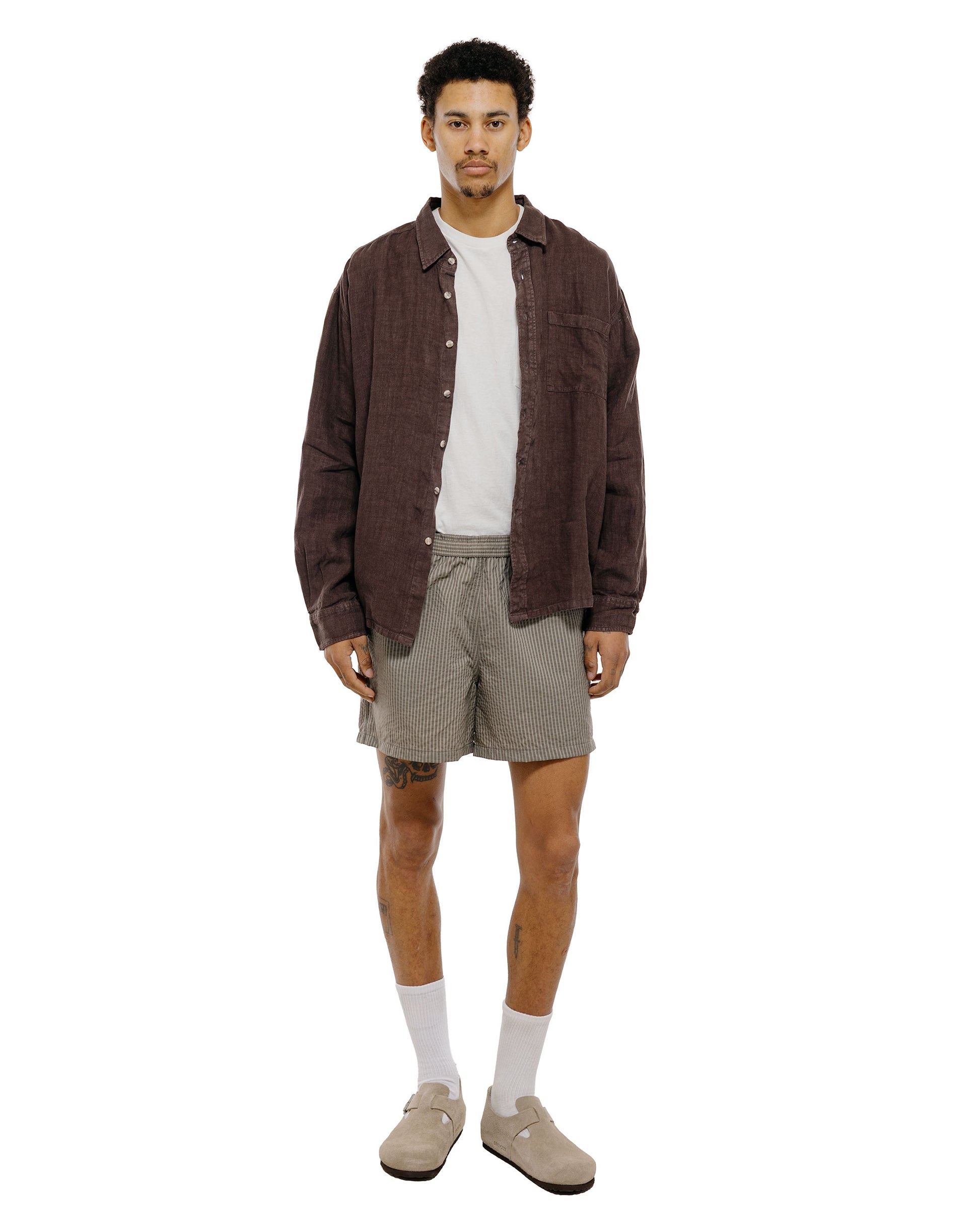 lost & found Bather Bather Espresso Linen Leisure Shirt