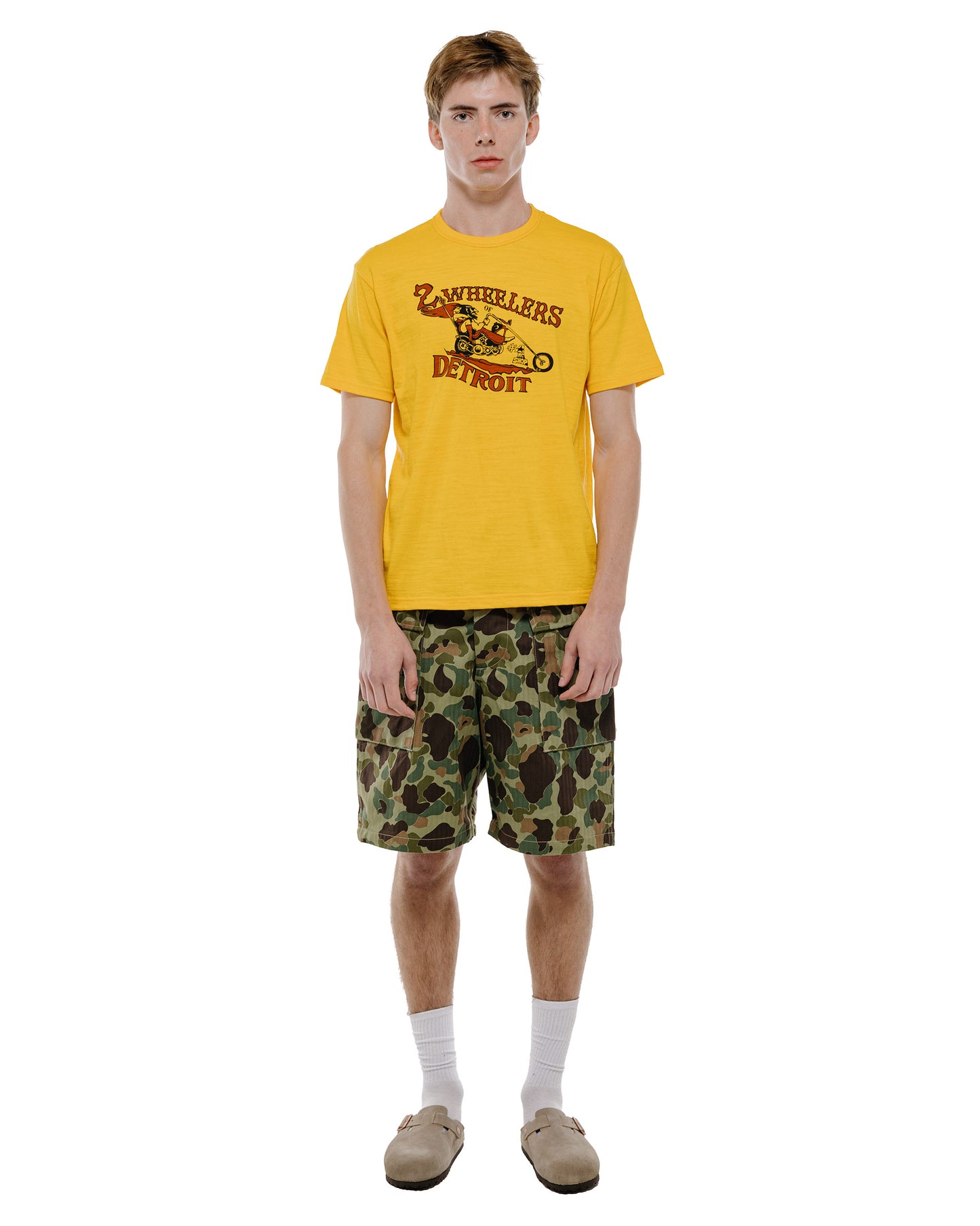 The Real McCoy's BC26009 Athletic T-Shirt / 2-Wheelers of Detroit Yellow