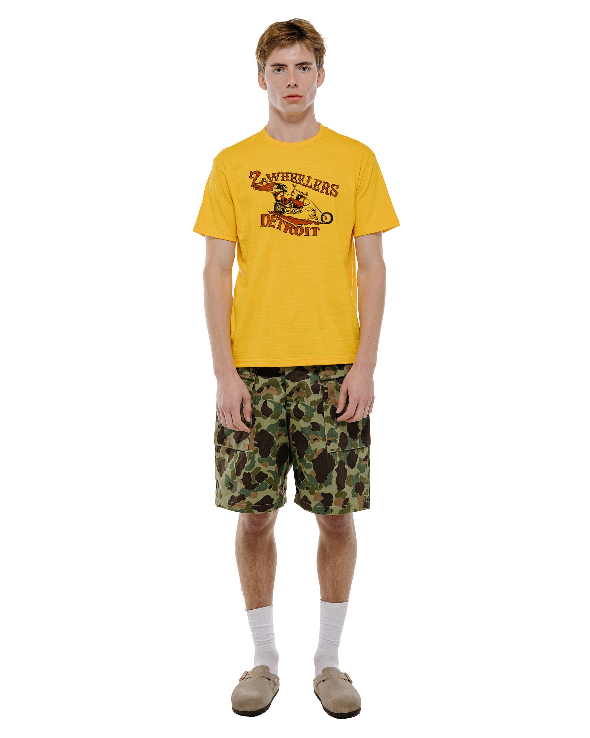 The Real McCoy's BC26009 Athletic T-Shirt / 2-Wheelers of Detroit Yellow