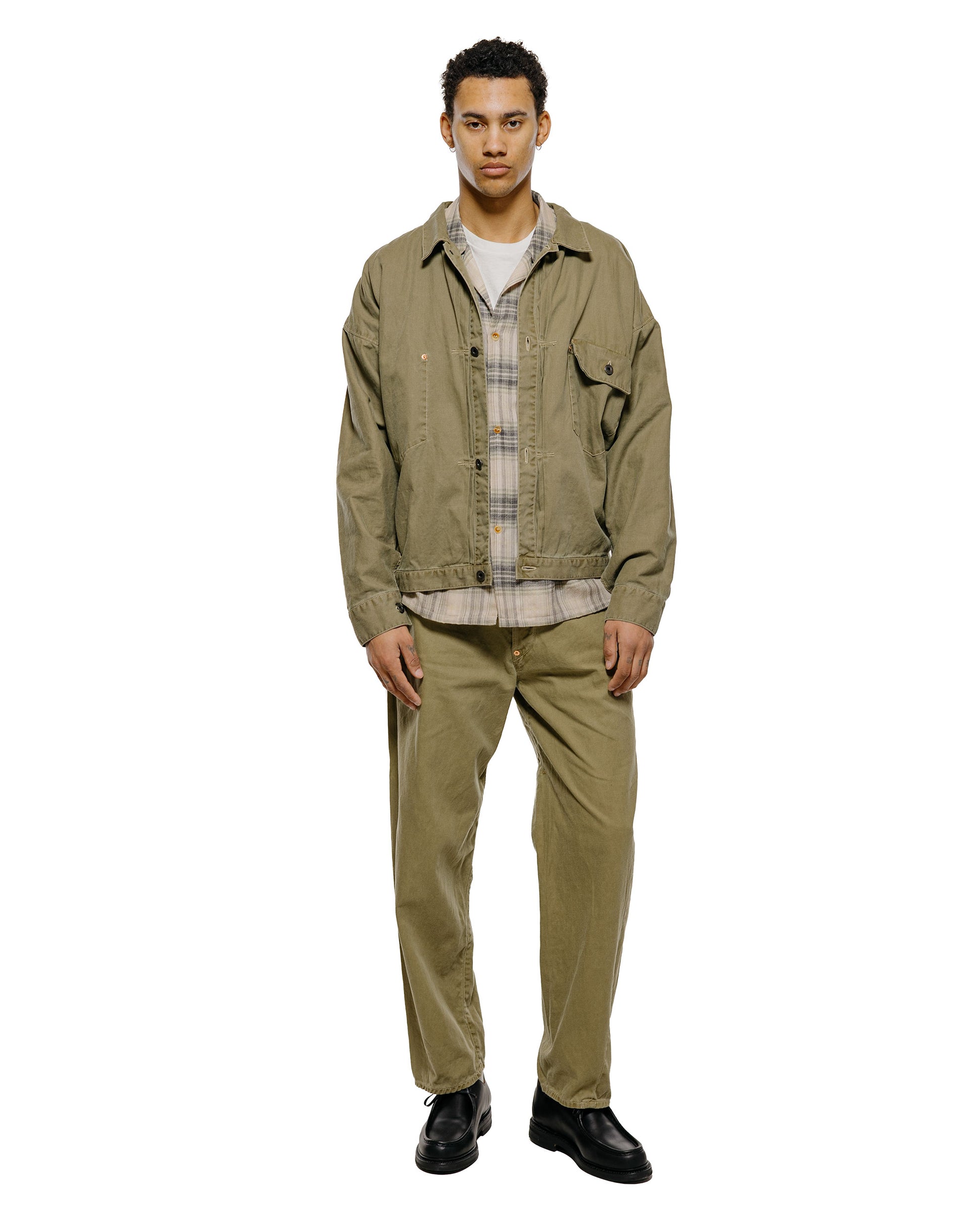 lost & found NICENESS NICENESS Thom Open Collar Jacket Shirt Light Green