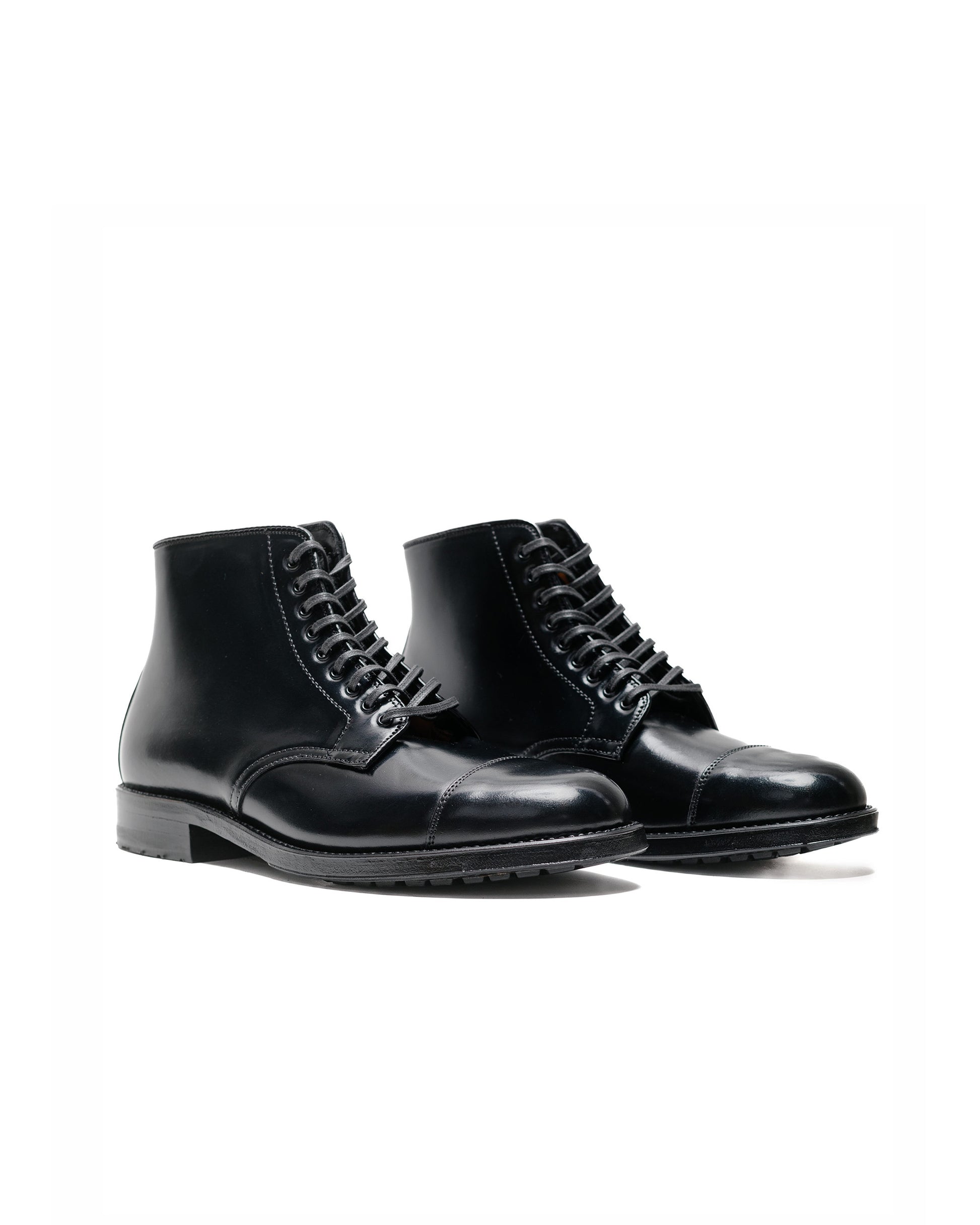 lost & found Alden Alden Straight Tip Boot With Commando Sole Black Shell Cordovan 39625C