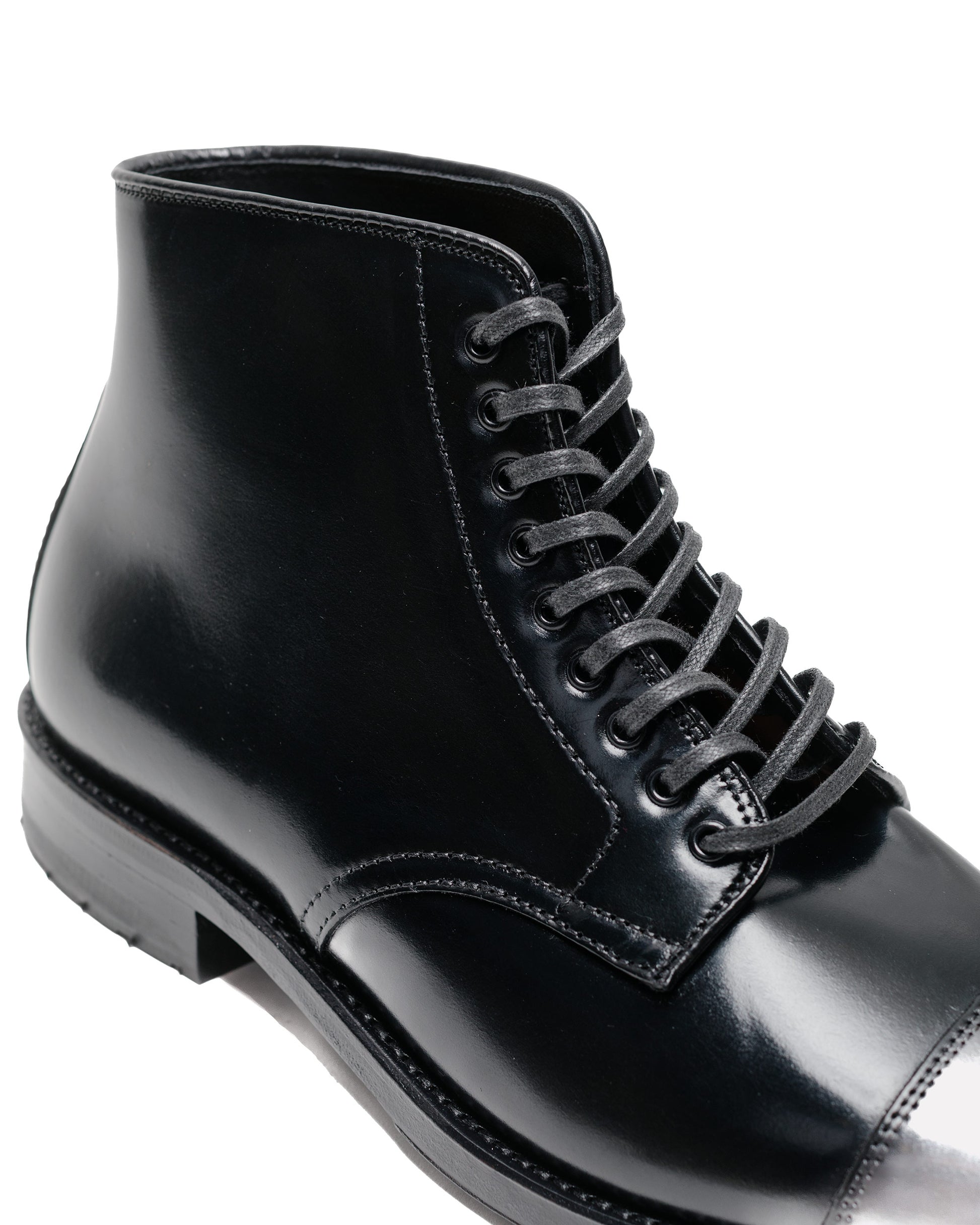 lost & found Alden Alden Straight Tip Boot With Commando Sole Black Shell Cordovan 39625C
