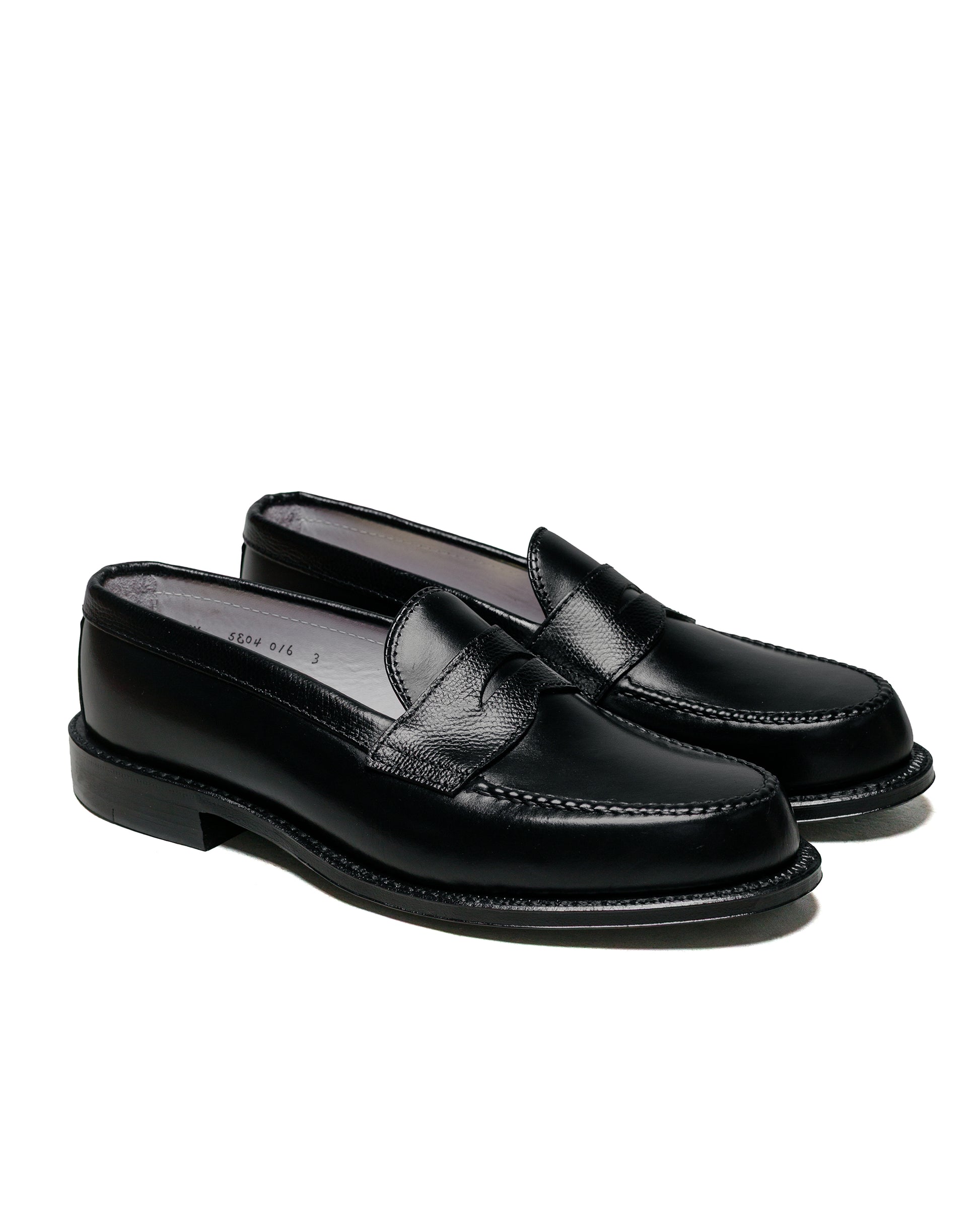lost & found Alden Alden Penny Loafer Black Calfskin/Black Alpine Grain G2201