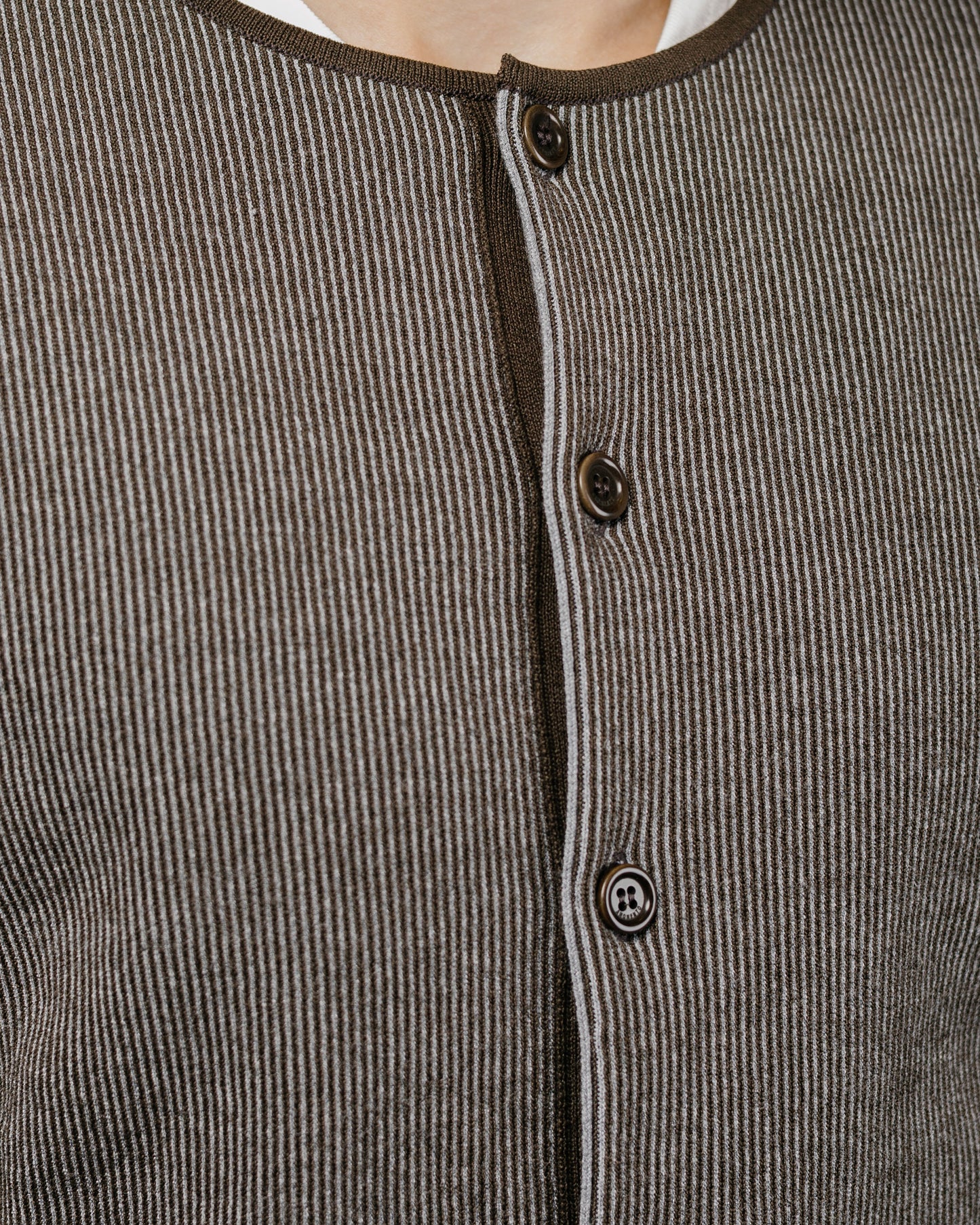 Amomento Stripe Button Up Cardigan Brown