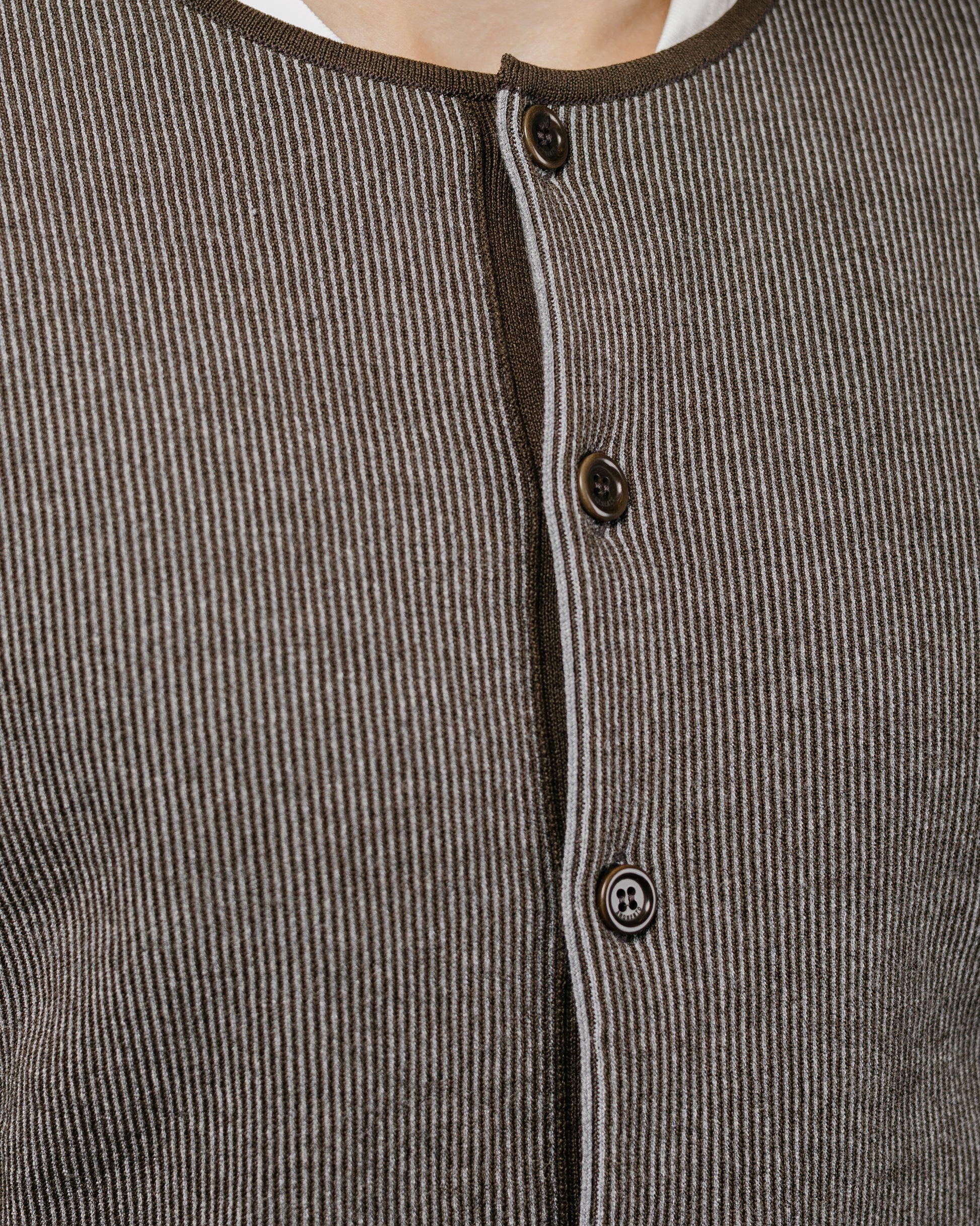 Amomento Stripe Button Up Cardigan Brown