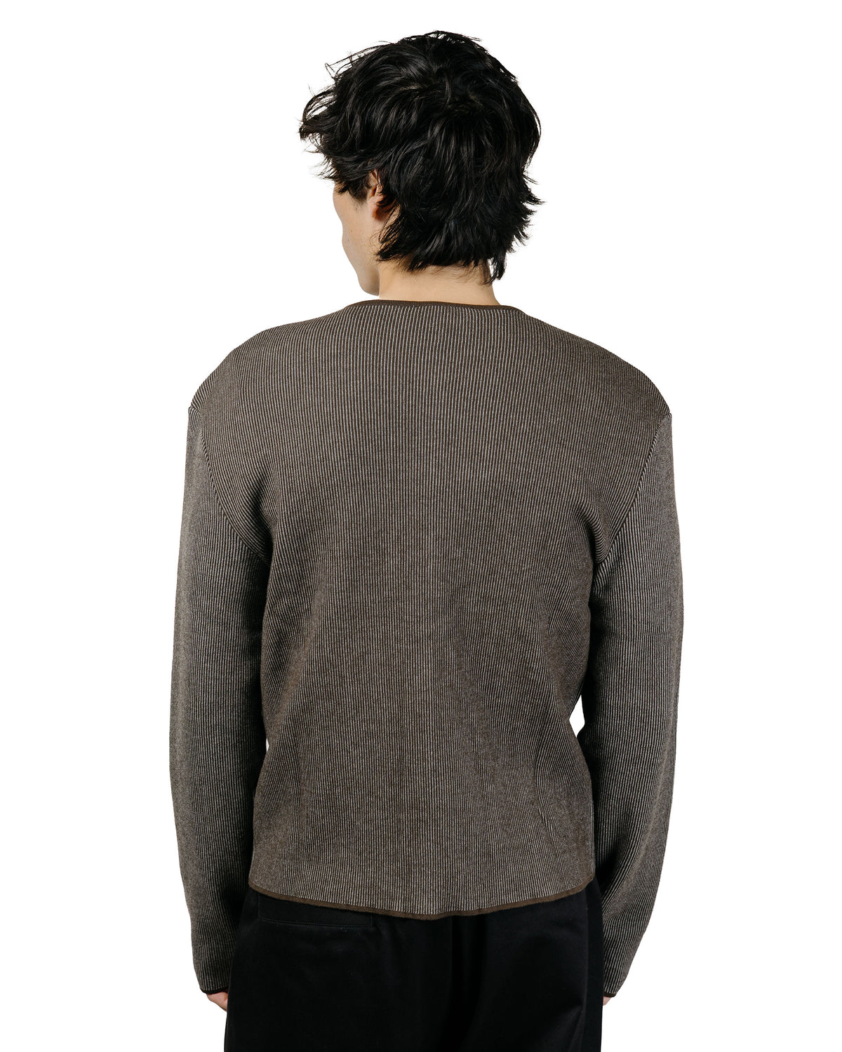 Amomento Stripe Button Up Cardigan Brown