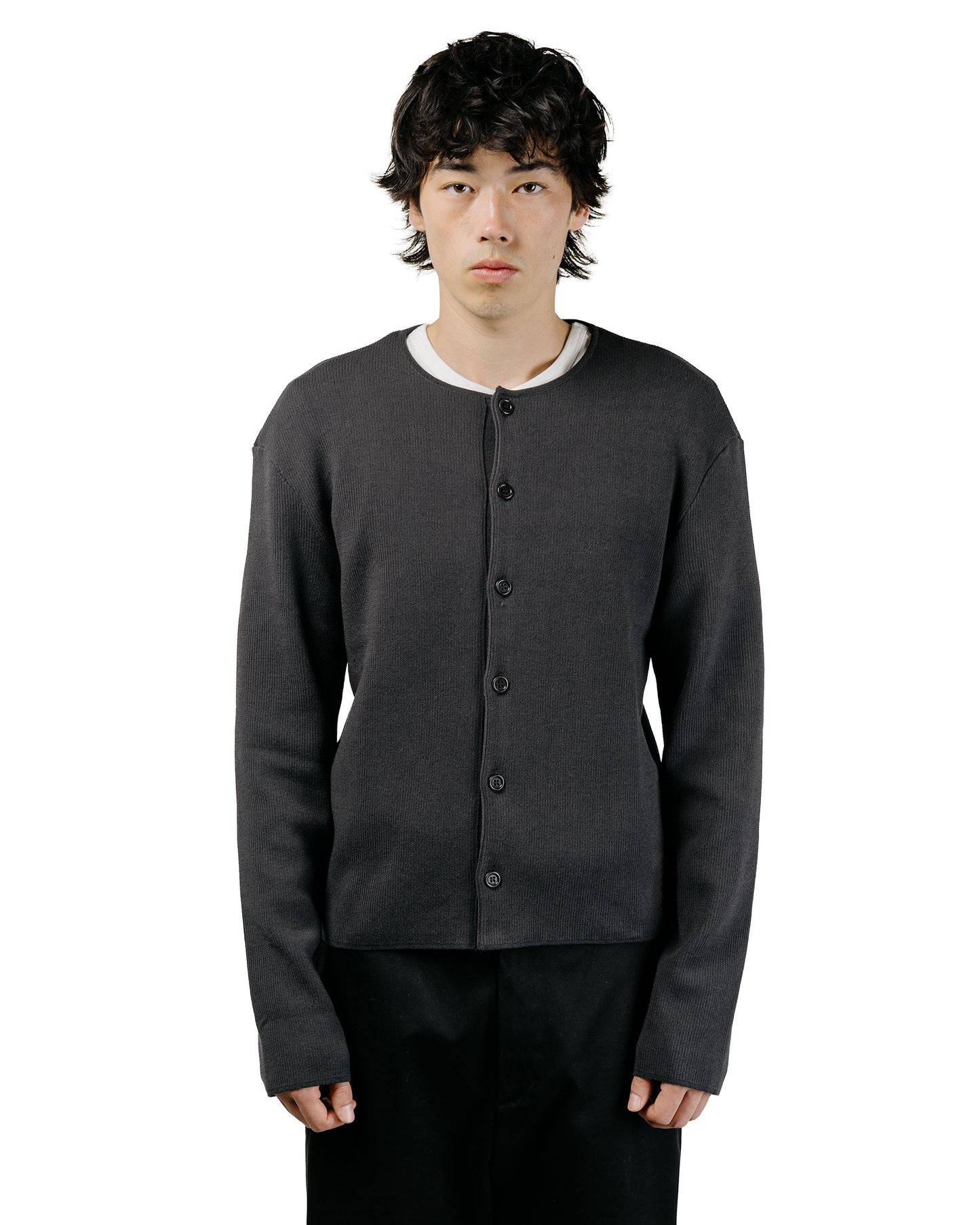 Amomento Stripe Button Up Cardigan Charcoal