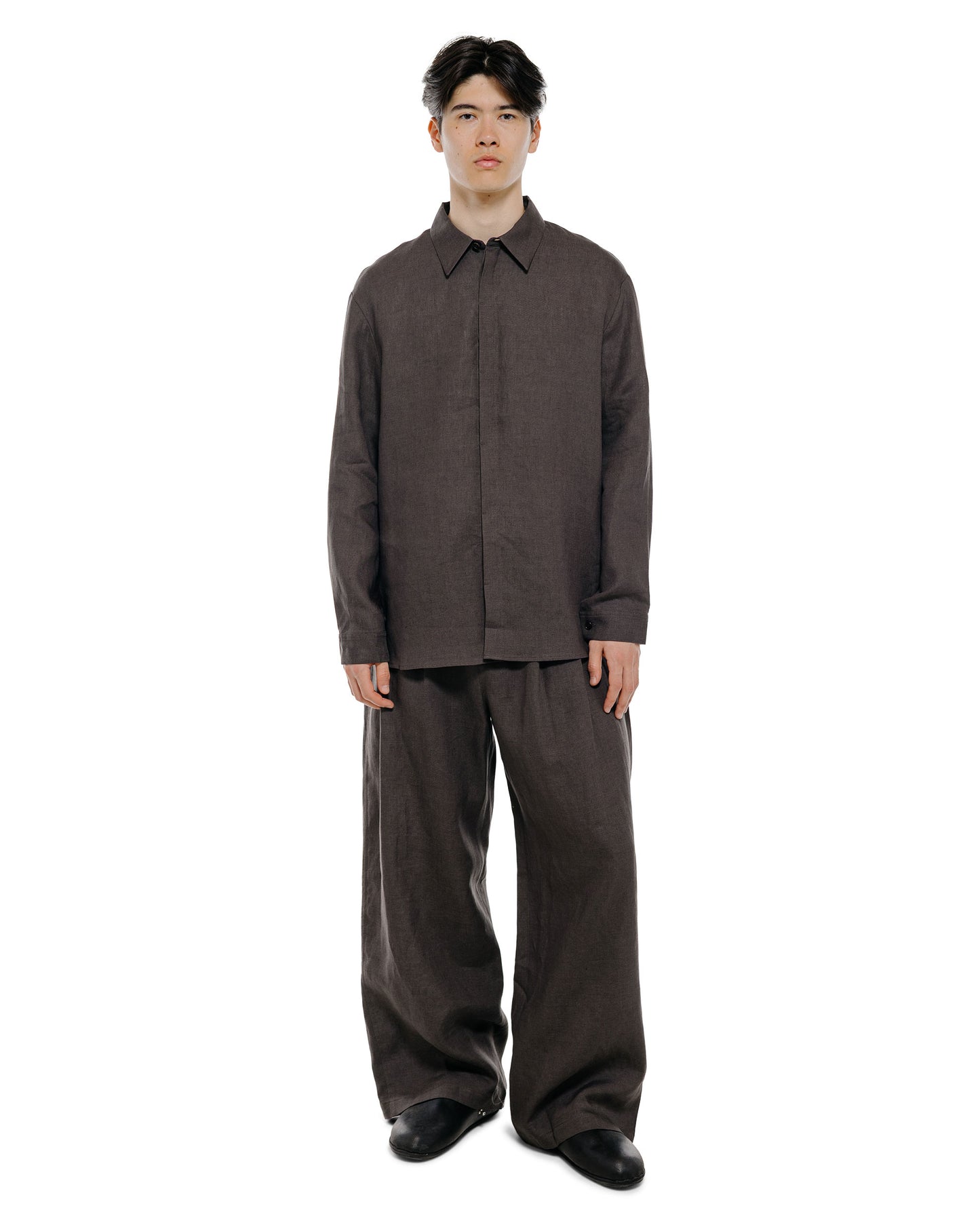 lost & found Amomento Amomento Linen Oversized Shirt Khaki Grey