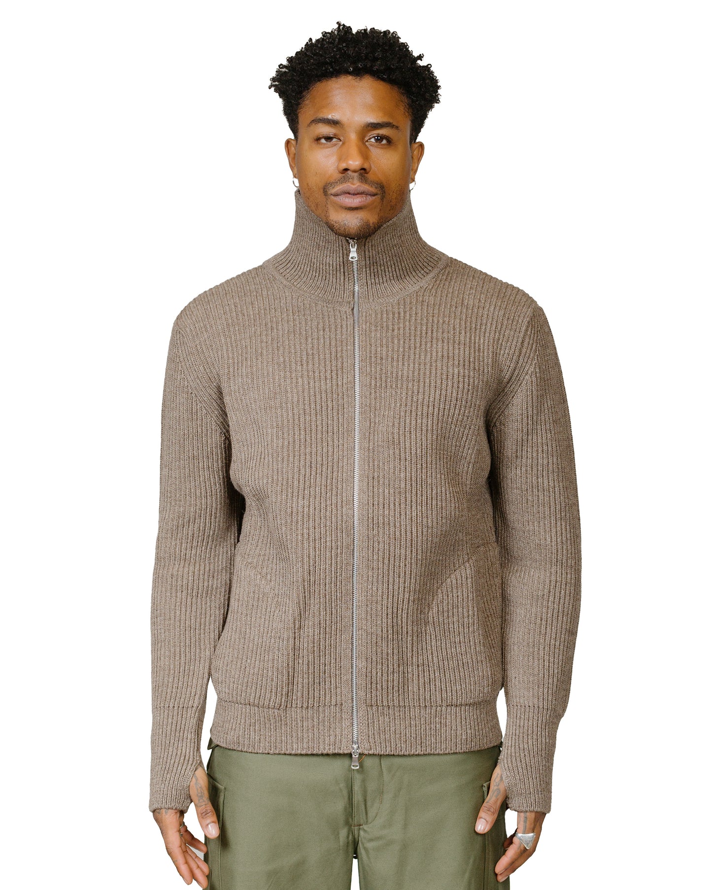lost & found Andersen-Andersen Andersen-Andersen Navy Full-Zip Pockets Natural Taupe