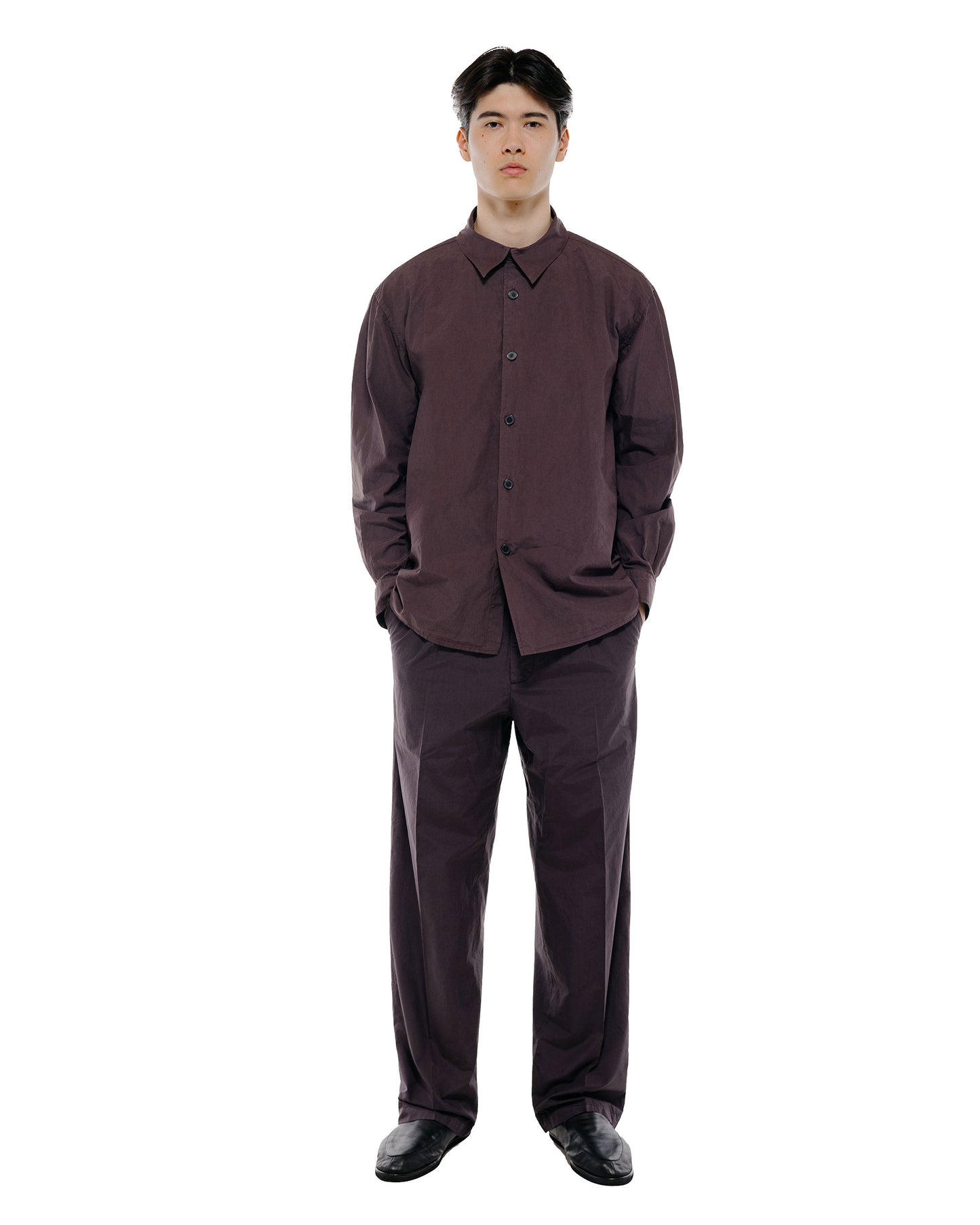 lost & found Auralee Auralee Garment Dyed Finx Shuttle Weather Shirt Dark Brown