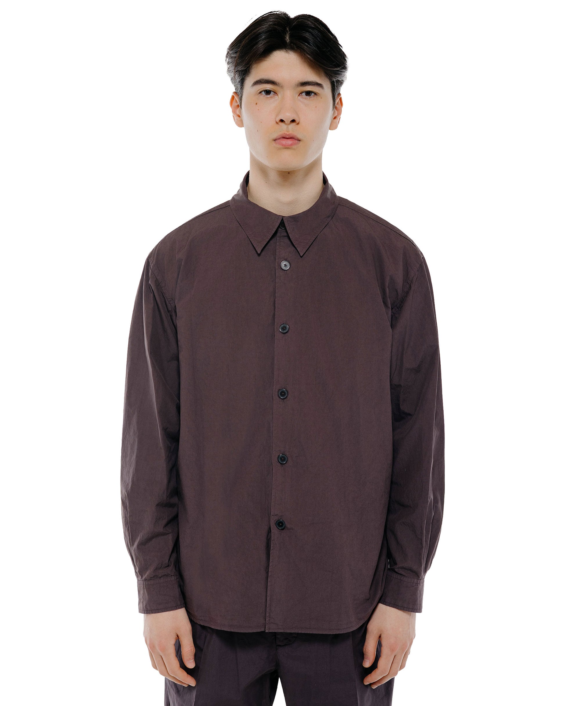 lost & found Auralee Auralee Garment Dyed Finx Shuttle Weather Shirt Dark Brown