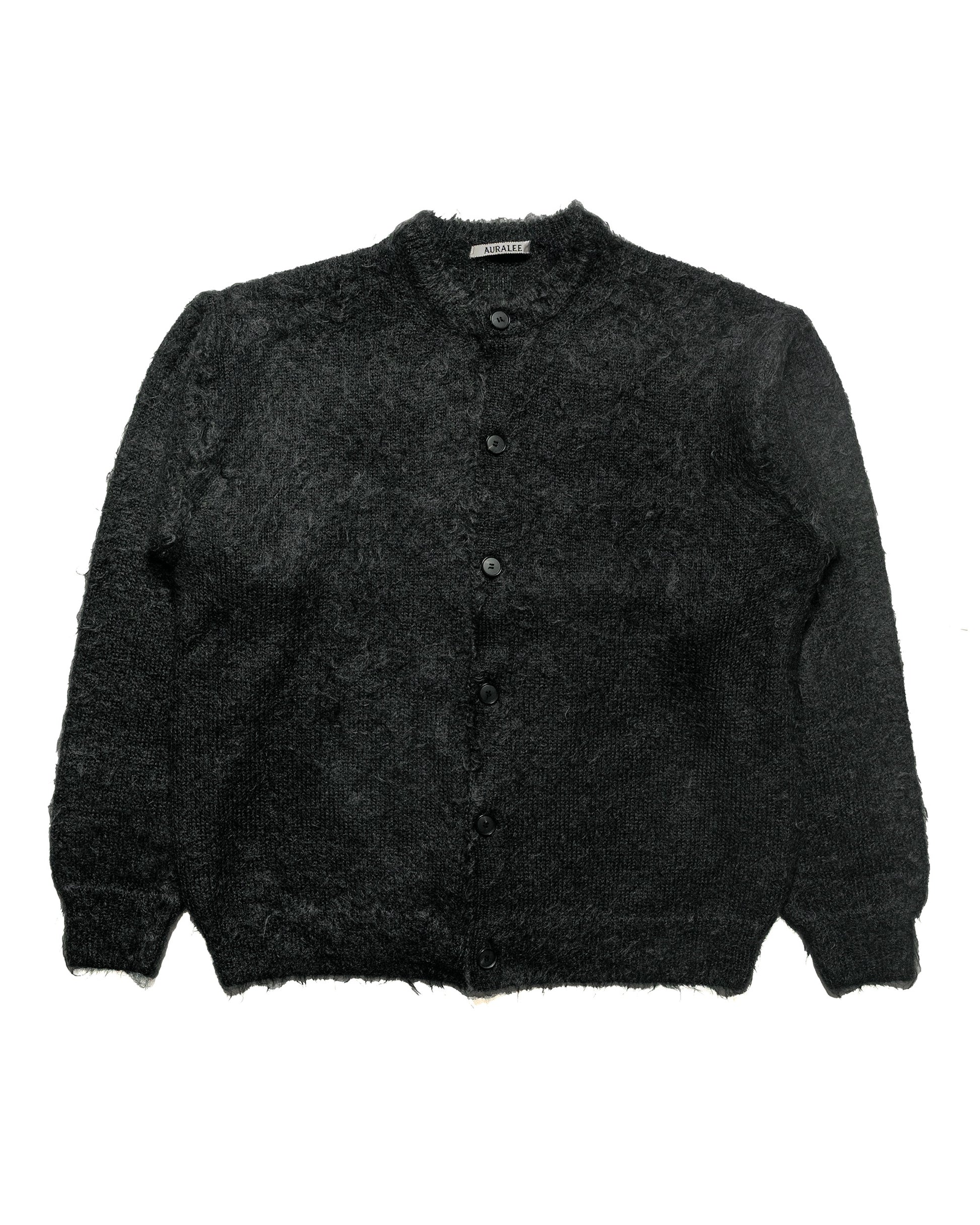 lost & found Auralee Auralee Brushed Super Kid Mohair Knit Cardigan Ink Black