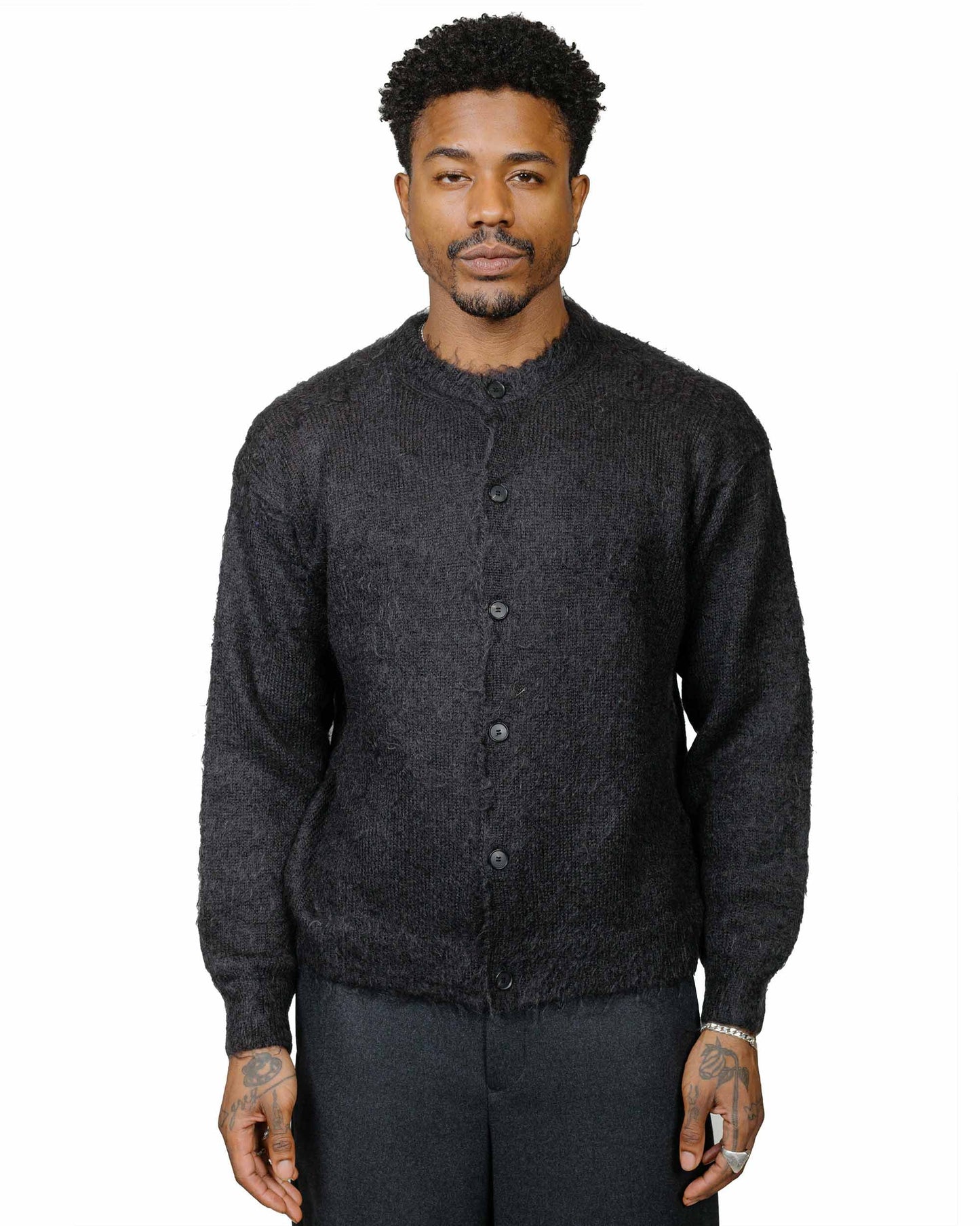 lost & found Auralee Auralee Brushed Super Kid Mohair Knit Cardigan Ink Black