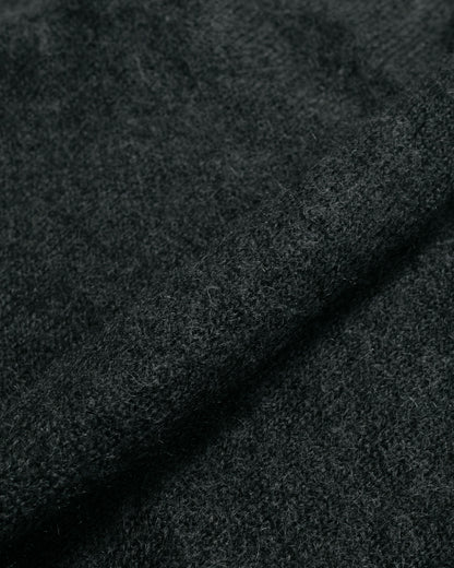 Auralee Brushed Super Kid Mohair Knit Polo Ink Black fabric