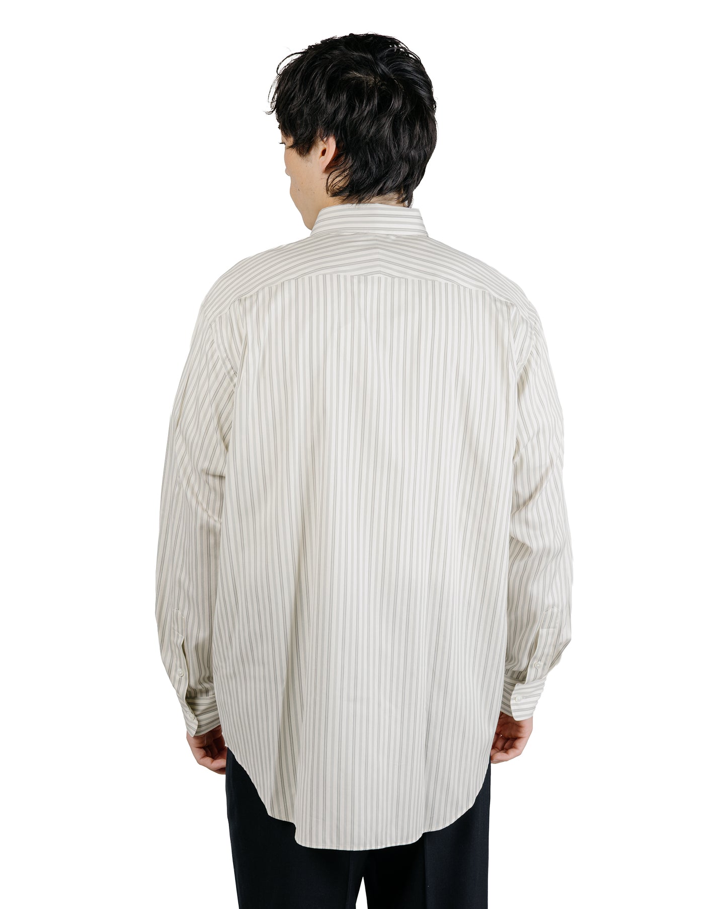 Auralee Cotton Silk Stripe Shirt Light Gray Stripe