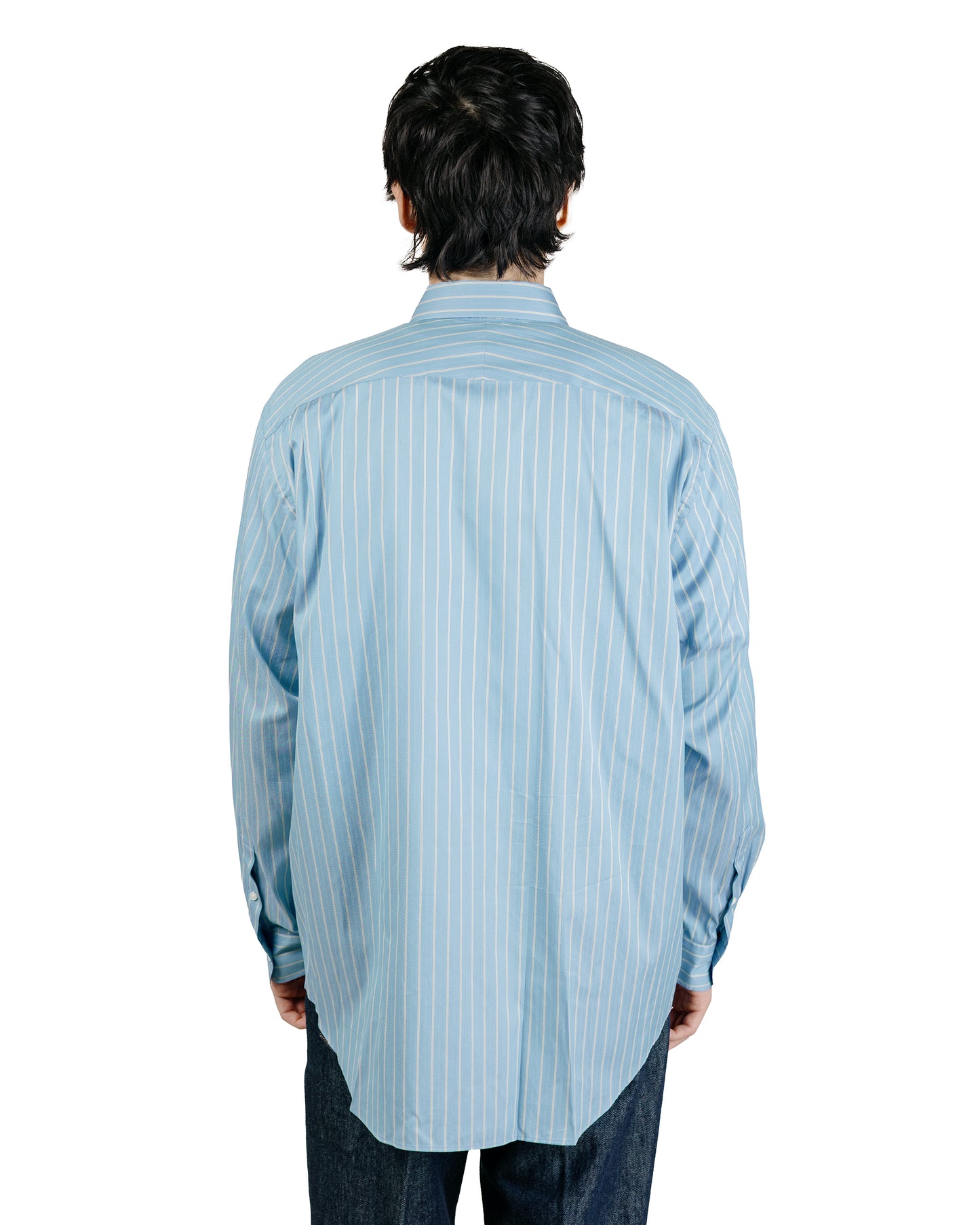 lost & found Auralee Auralee Cotton Silk Stripe Shirt Sax Blue Stripe