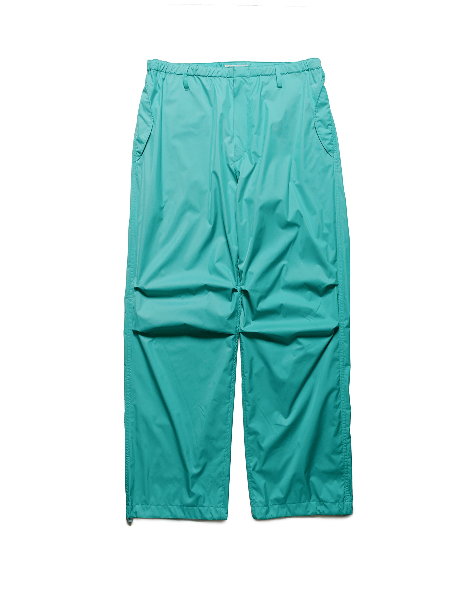 lost & found Auralee Auralee Hard Twist Polyester Satin Laminate Field Pants Turquoise Blue