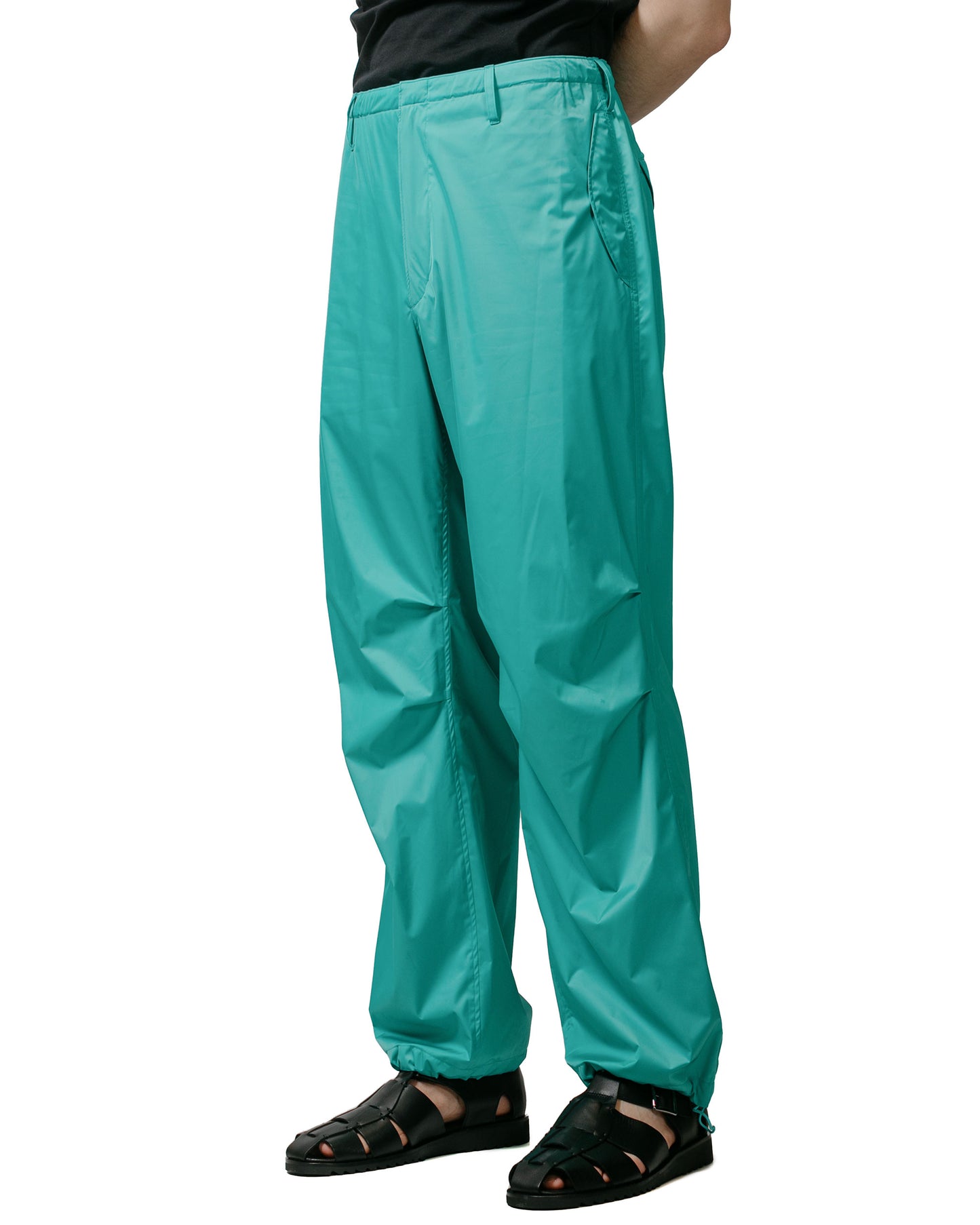 lost & found Auralee Auralee Hard Twist Polyester Satin Laminate Field Pants Turquoise Blue