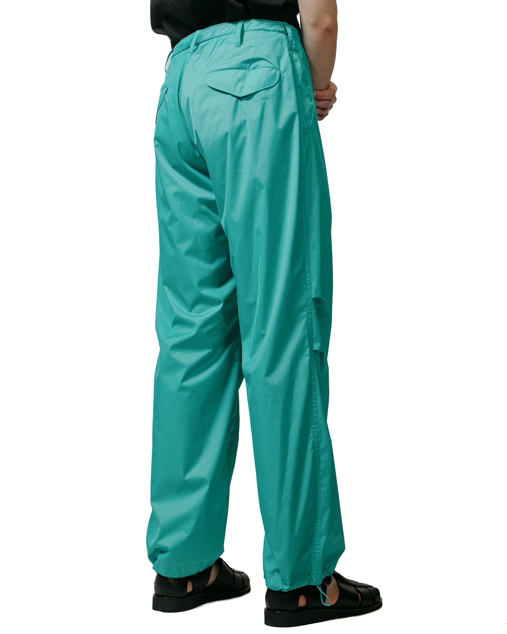 lost & found Auralee Auralee Hard Twist Polyester Satin Laminate Field Pants Turquoise Blue