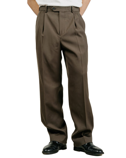 Auralee Light Wool Max Gabardine Two-Tuck Slacks Dark Brown