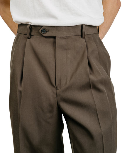 Auralee Light Wool Max Gabardine Two-Tuck Slacks Dark Brown