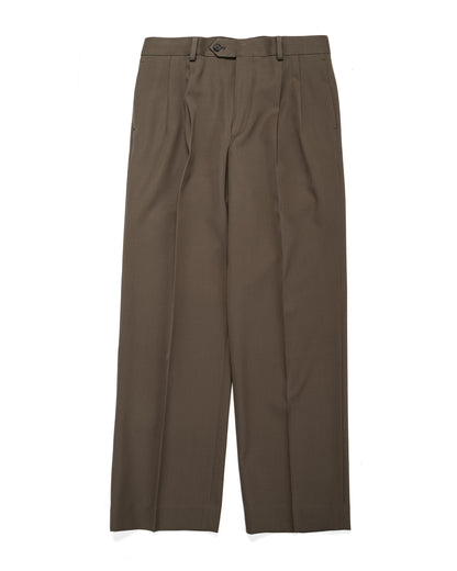 lost & found Auralee Auralee Light Wool Max Gabardine Two-Tuck Slacks Dark Olive Brown