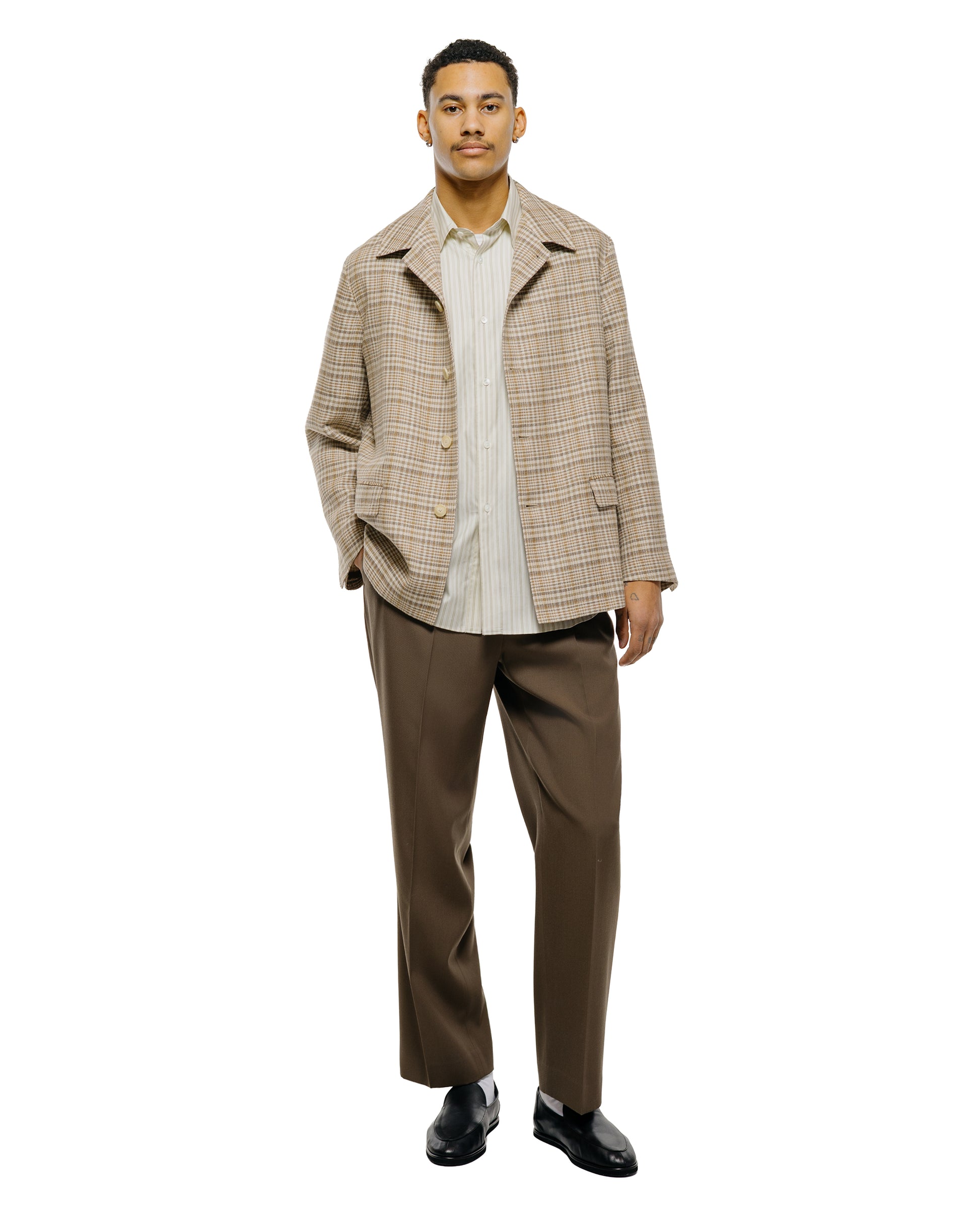 lost & found Auralee Auralee Light Wool Max Gabardine Two-Tuck Slacks Dark Olive Brown