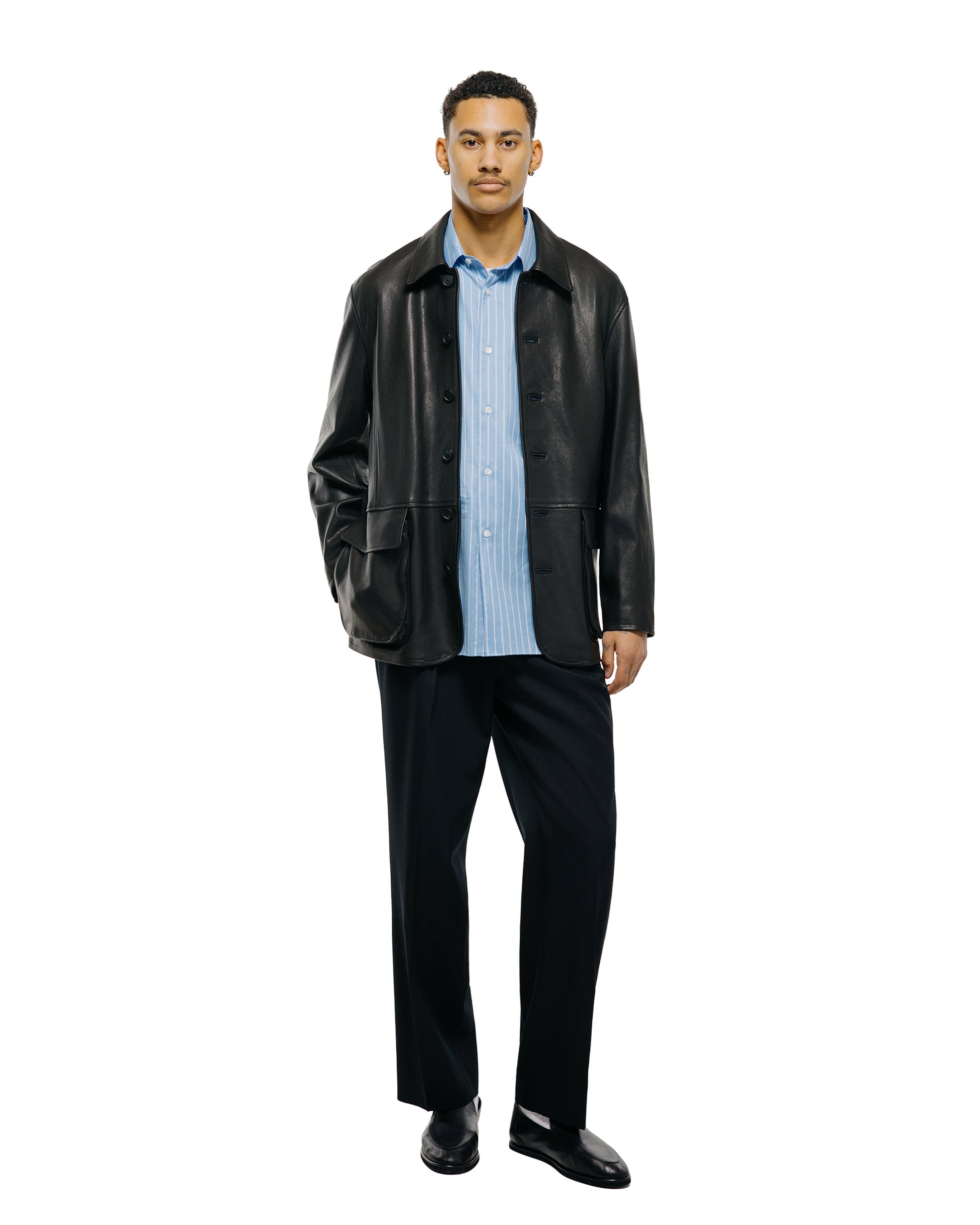 lost & found Auralee Auralee Light Wool Max Gabardine Two-Tuck Slacks Top Black