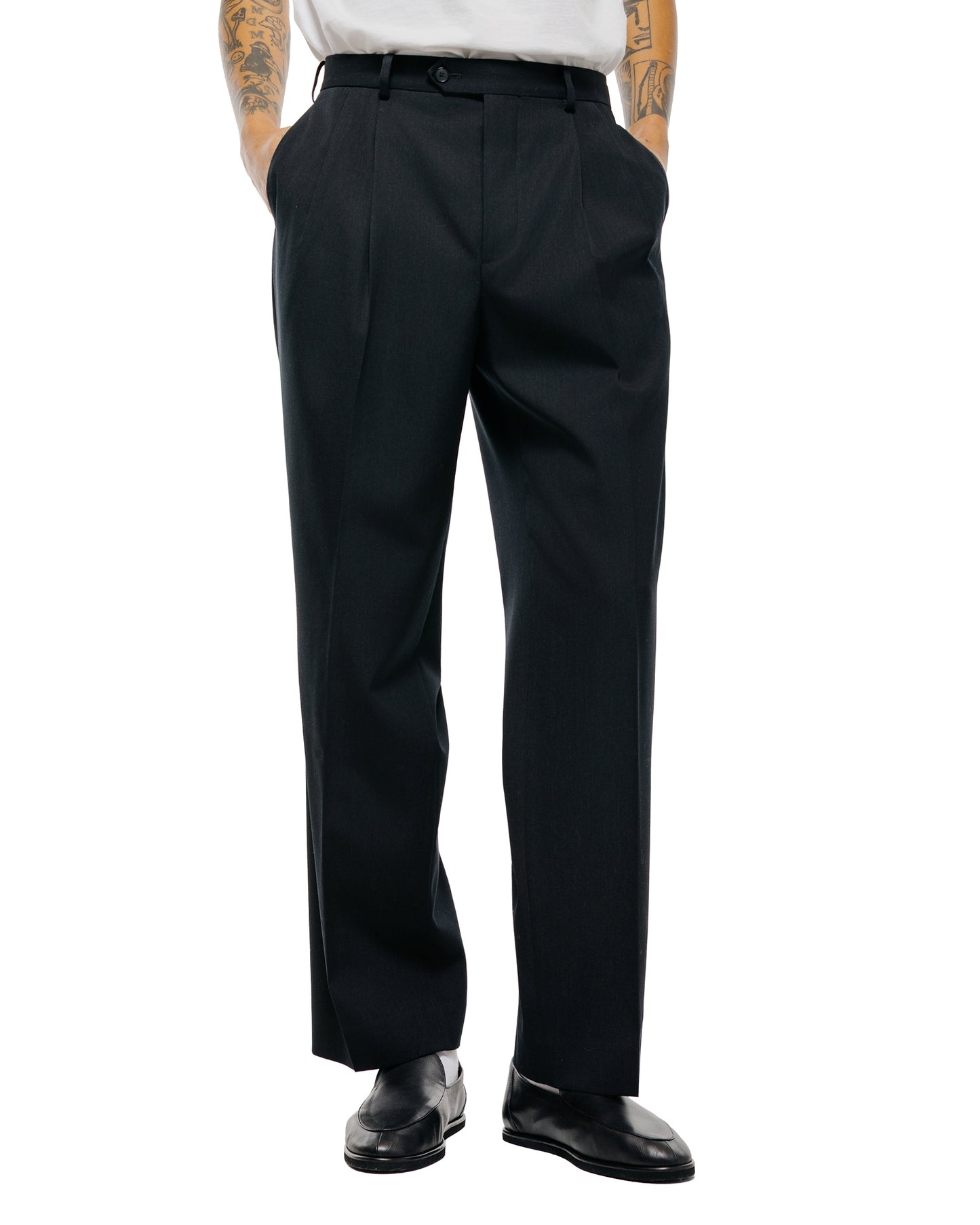 lost & found Auralee Auralee Light Wool Max Gabardine Two-Tuck Slacks Top Black