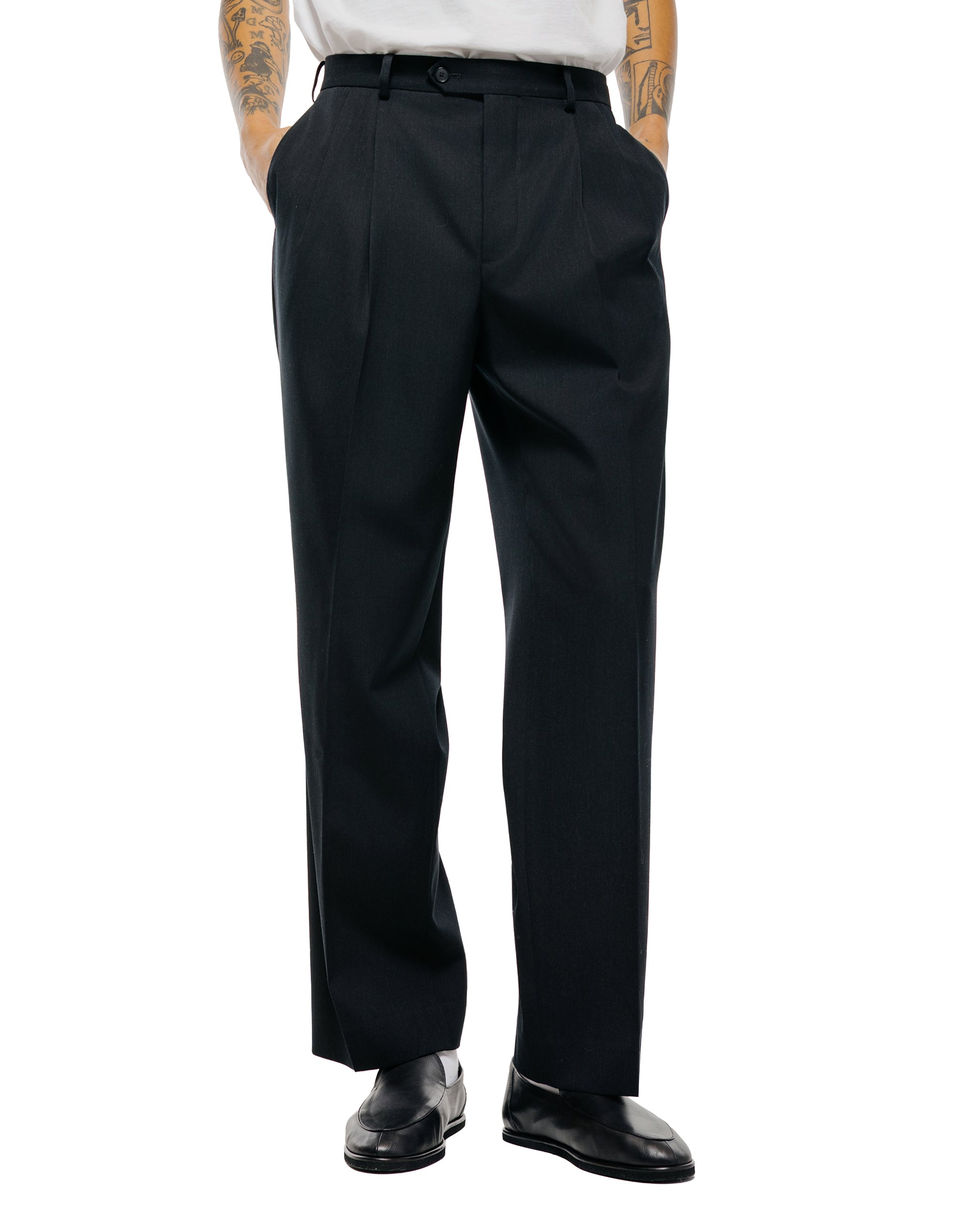 lost & found Auralee Auralee Light Wool Max Gabardine Two-Tuck Slacks Top Black