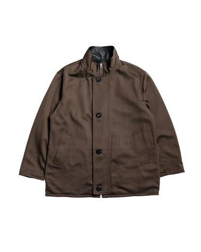 lost & found Auralee Auralee Reversible Wool Twisted Twill / Sheep Leather Half Coat Brown Chambray/Black