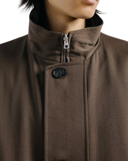 lost & found Auralee Auralee Reversible Wool Twisted Twill / Sheep Leather Half Coat Brown Chambray/Black