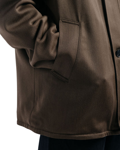 lost & found Auralee Auralee Reversible Wool Twisted Twill / Sheep Leather Half Coat Brown Chambray/Black