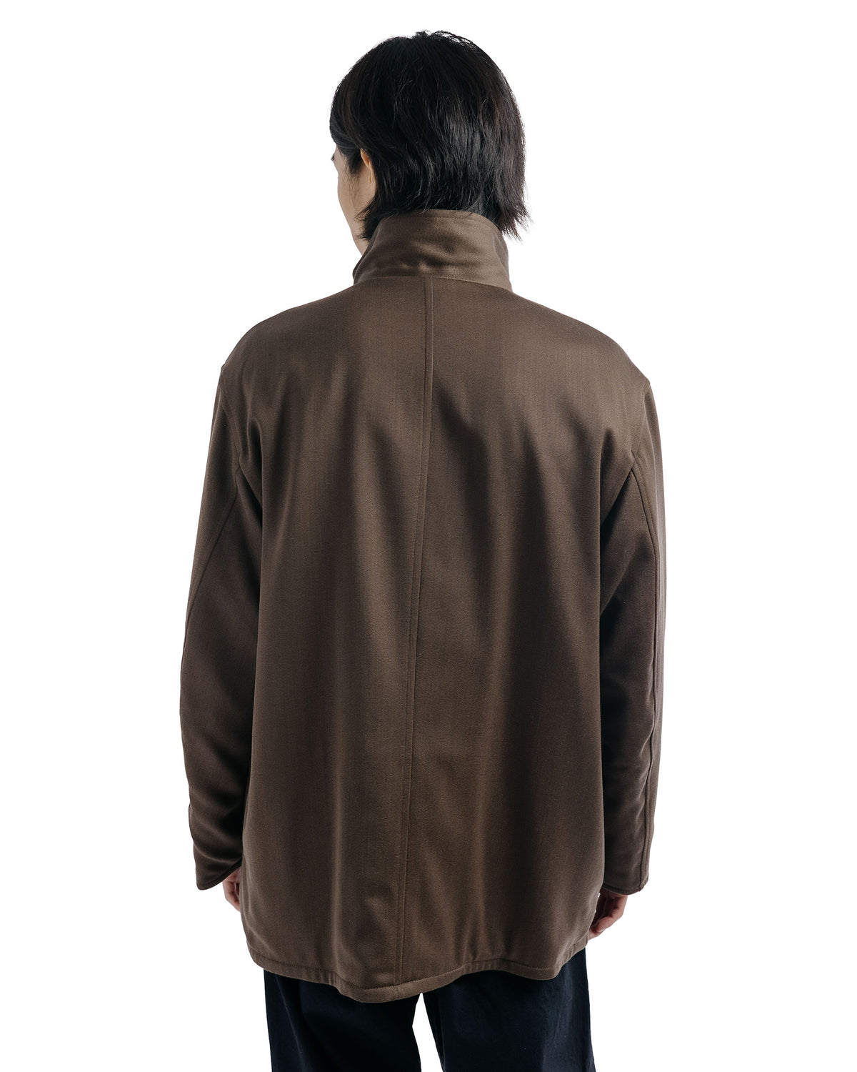 lost & found Auralee Auralee Reversible Wool Twisted Twill / Sheep Leather Half Coat Brown Chambray/Black