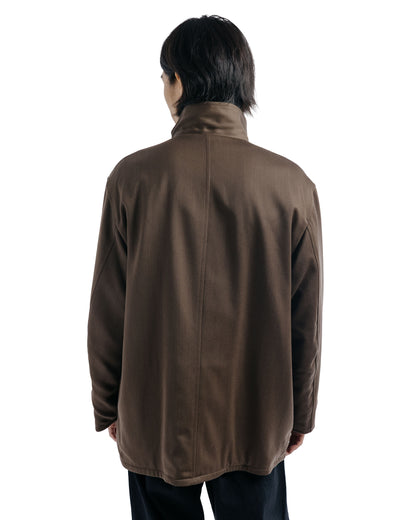 lost & found Auralee Auralee Reversible Wool Twisted Twill / Sheep Leather Half Coat Brown Chambray/Black